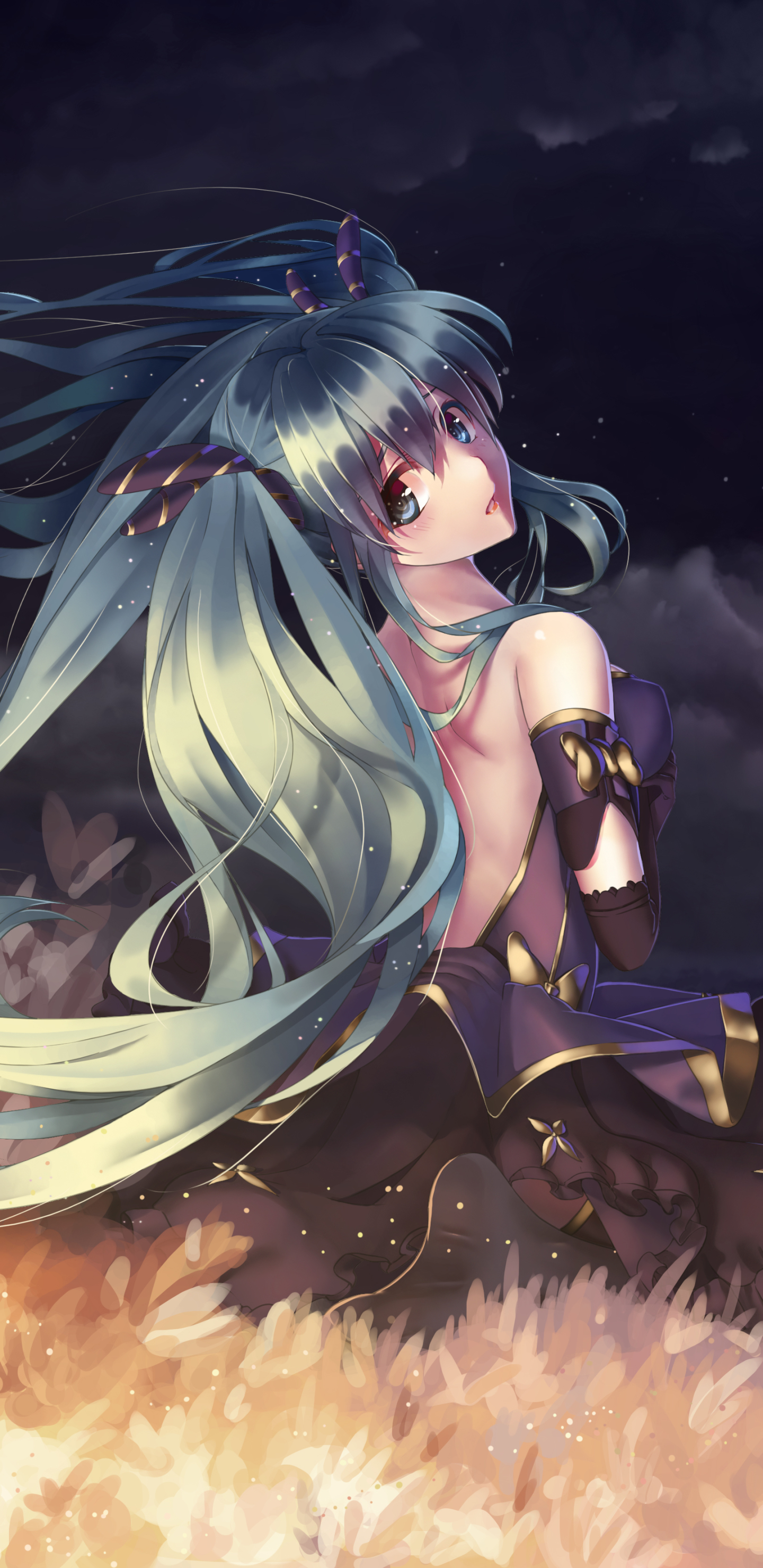 Handy-Wallpaper Vocaloid, Nacht, Hatsune Miku, Animes kostenlos herunterladen.