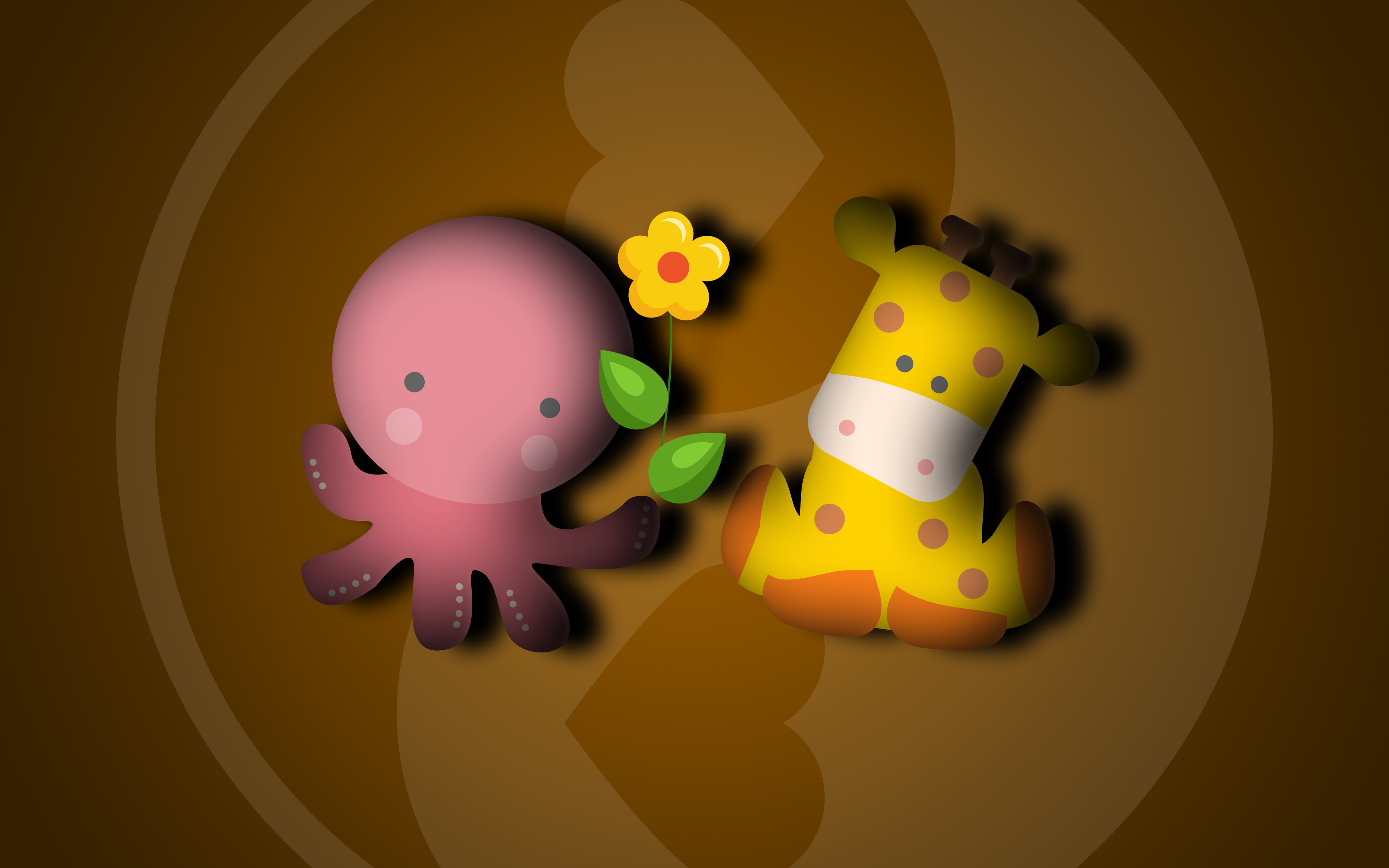 Free download wallpaper Love, Octopus, Flower, Animal, Artistic, Giraffe on your PC desktop