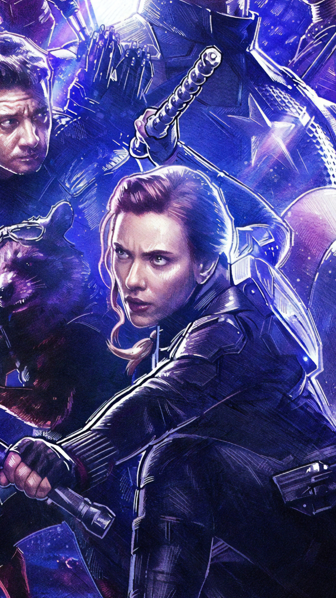 Download mobile wallpaper Scarlett Johansson, Movie, Black Widow, Hawkeye, The Avengers, Jeremy Renner, Rocket Raccoon, Avengers Endgame for free.