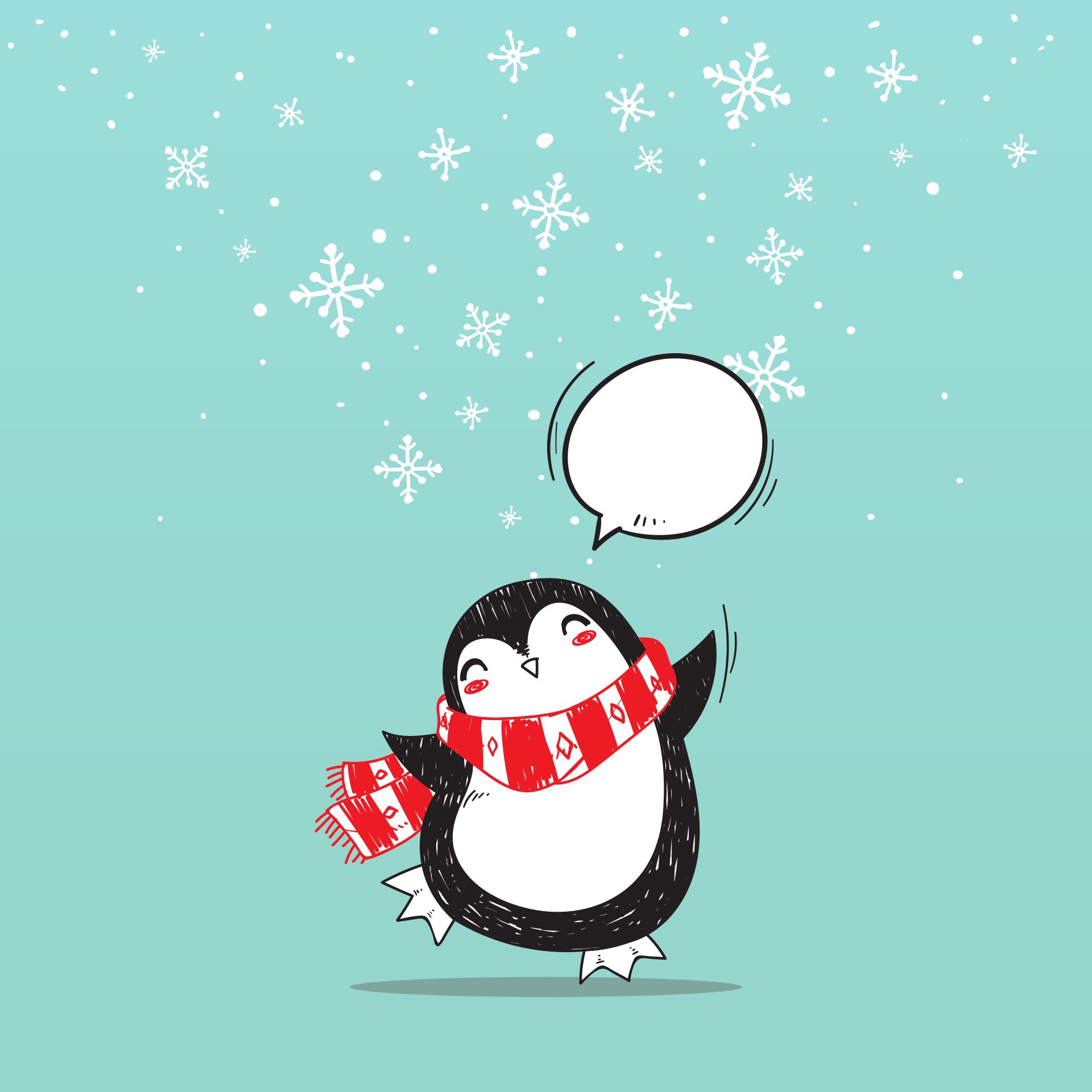 無料モバイル壁紙幸福, クリスマス, ペンギン, アートをダウンロードします。