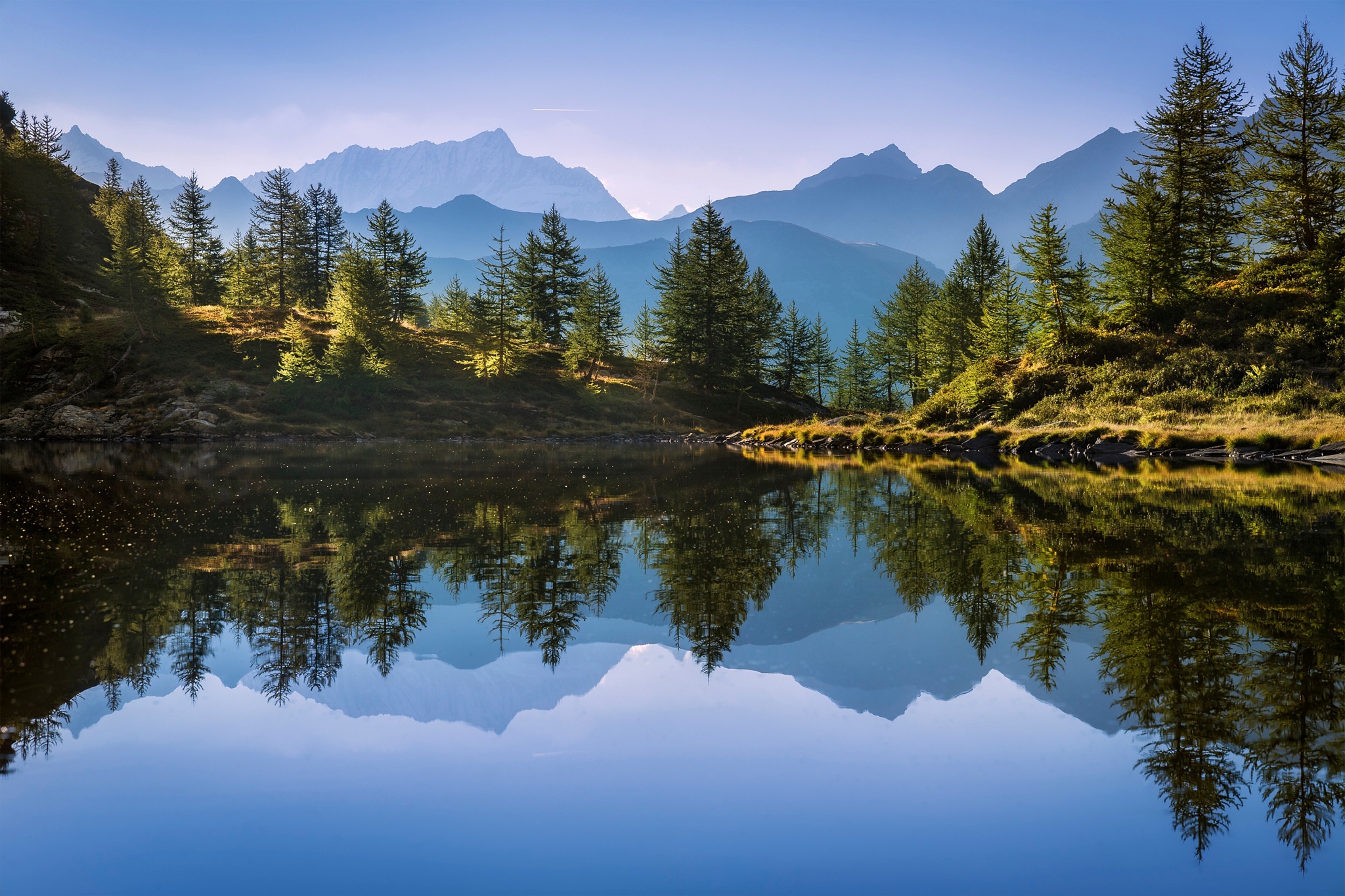 Free download wallpaper Nature, Mountain, Reflection, Tree, Earth on your PC desktop