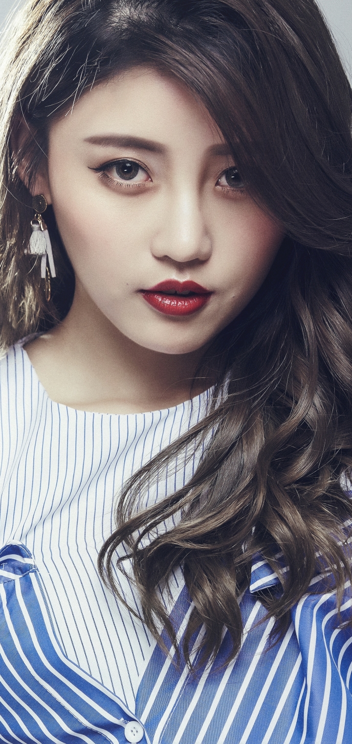 Download mobile wallpaper Brunette, Model, Women, Asian, Lipstick for free.