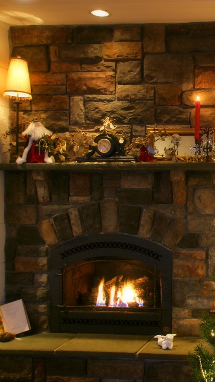 Download mobile wallpaper Christmas, Holiday, Fireplace for free.