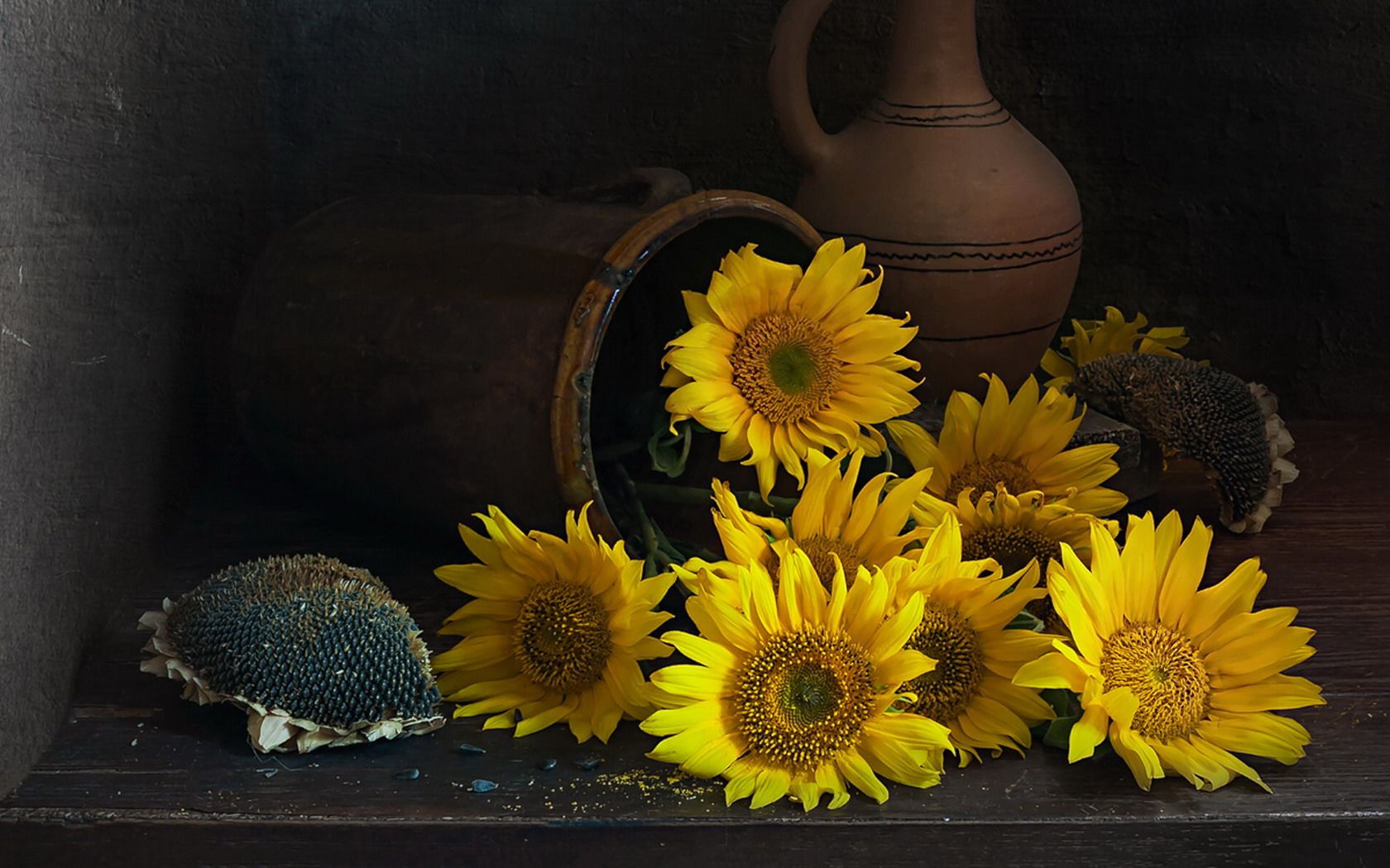 Download mobile wallpaper Still Life, Flower, Vase, Sunflower, Photography, Yellow Flower, Pitcher for free.