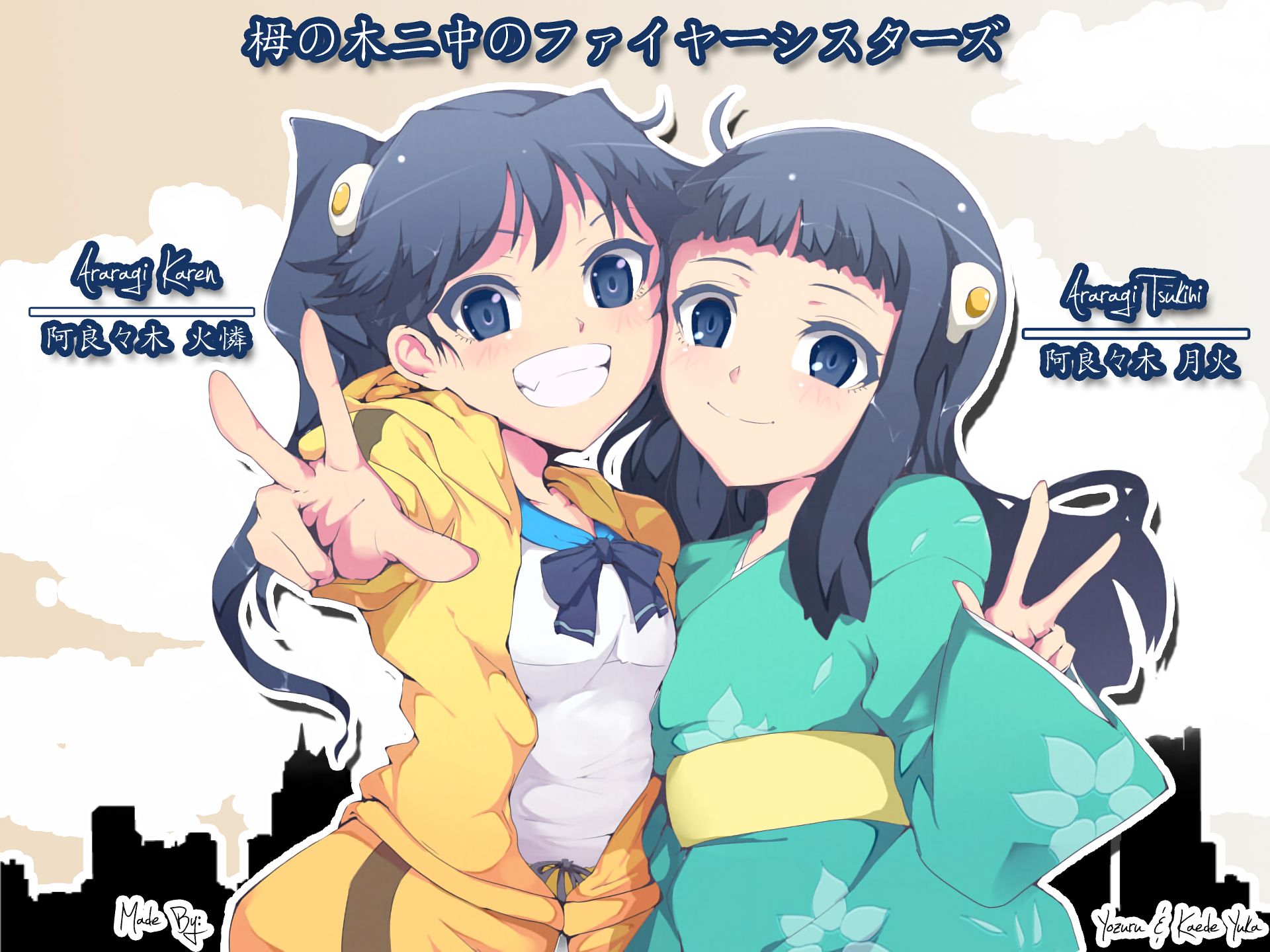 Free download wallpaper Anime, Monogatari (Series), Karen Araragi, Tsukihi Araragi on your PC desktop