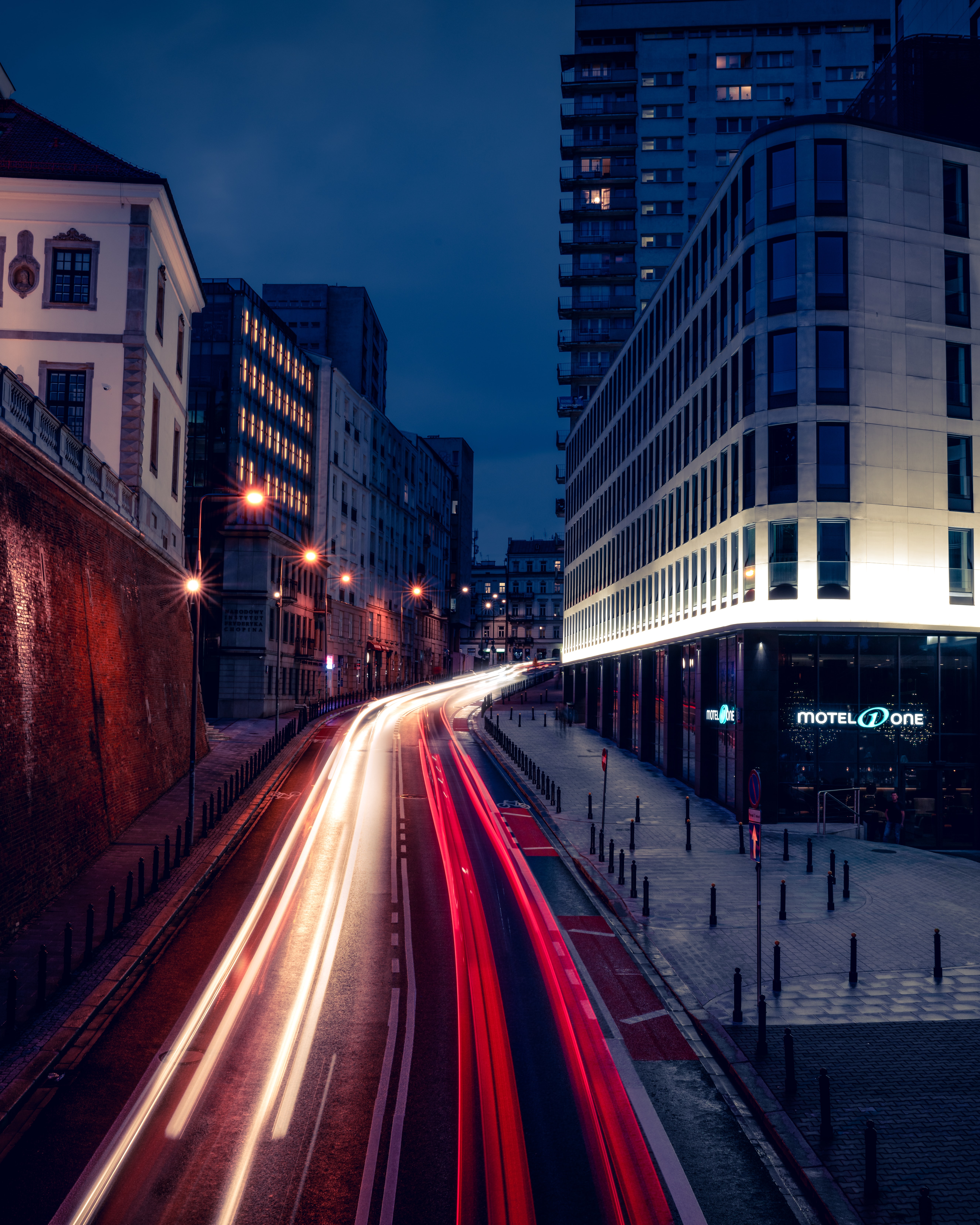 Download mobile wallpaper Movement, Cities, Traffic, Long Exposure, City, Road, Lights for free.