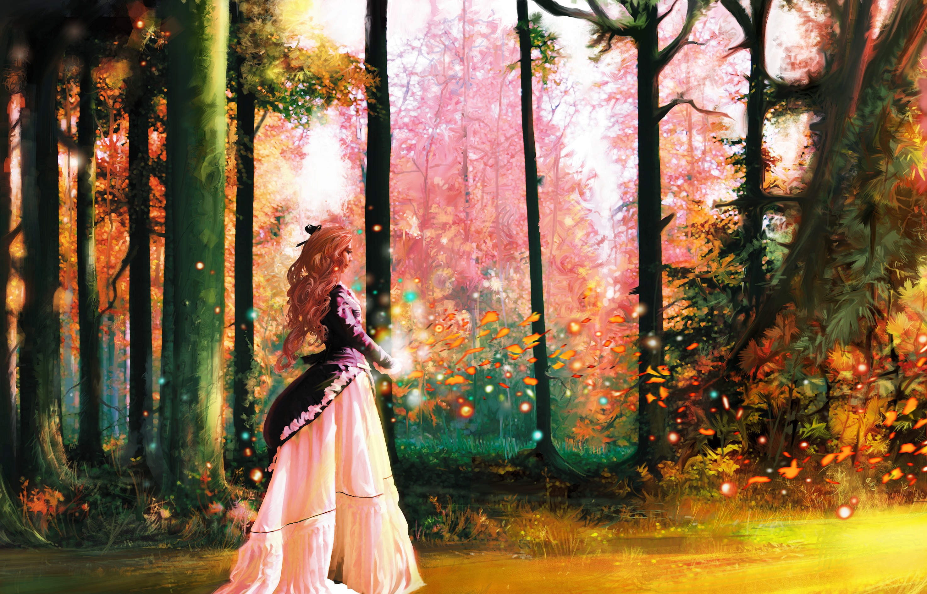 Download mobile wallpaper Fantasy, Forest, Fall, Painting, Artistic for free.