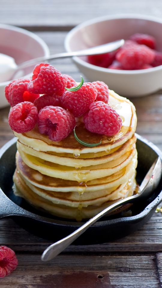 Download mobile wallpaper Food, Raspberry, Still Life, Breakfast, Pancake for free.