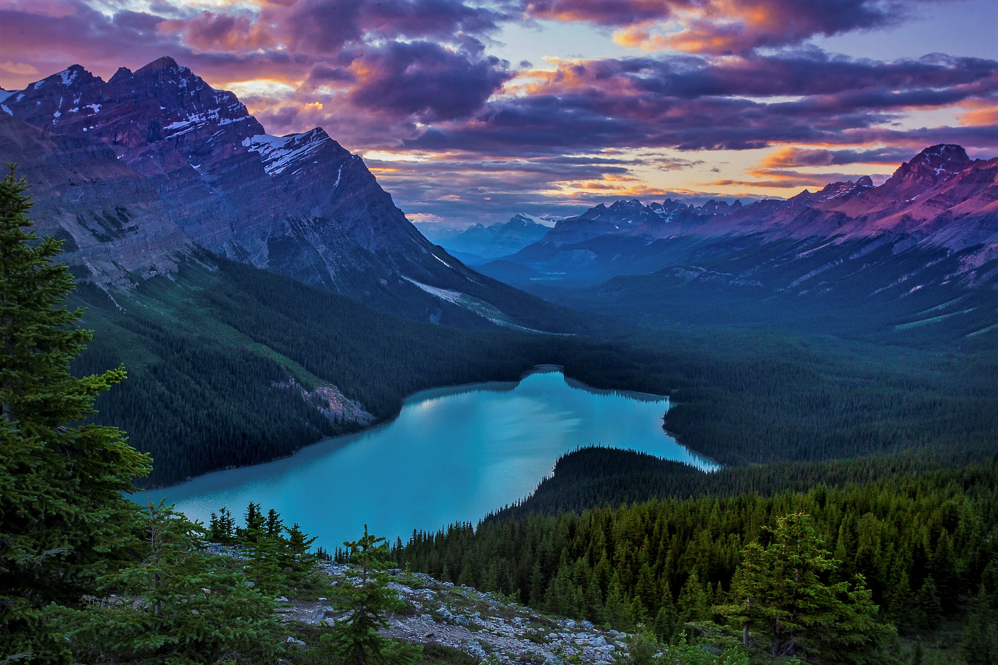 Free download wallpaper Landscape, Sunset, Mountain, Lake, Forest, Earth, Cloud on your PC desktop