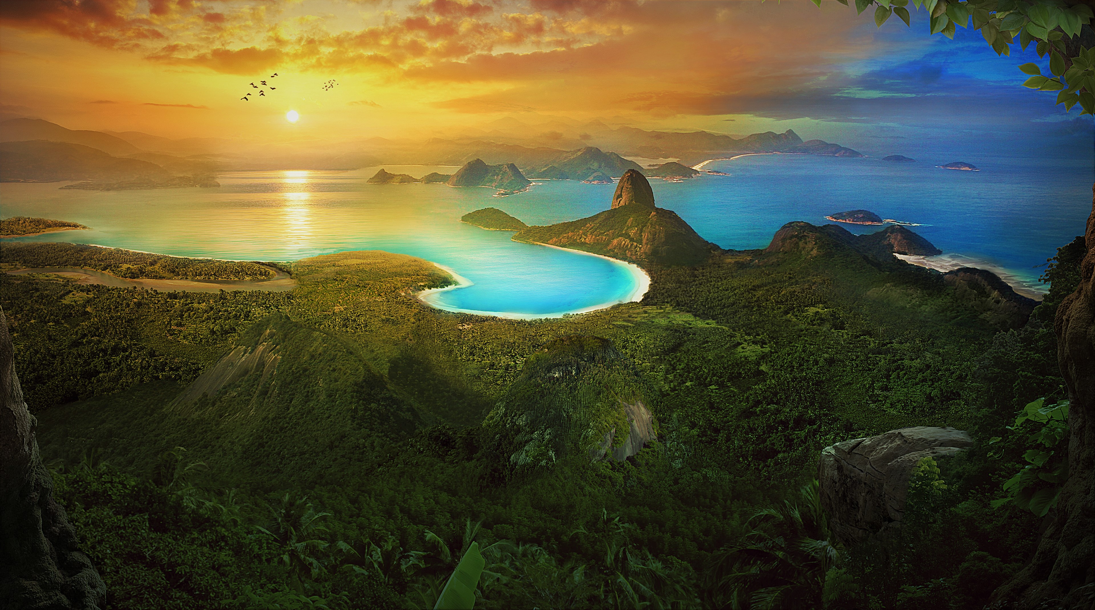 無料モバイル壁紙風景, 日没, 海, 海洋, 地球, 太陽をダウンロードします。
