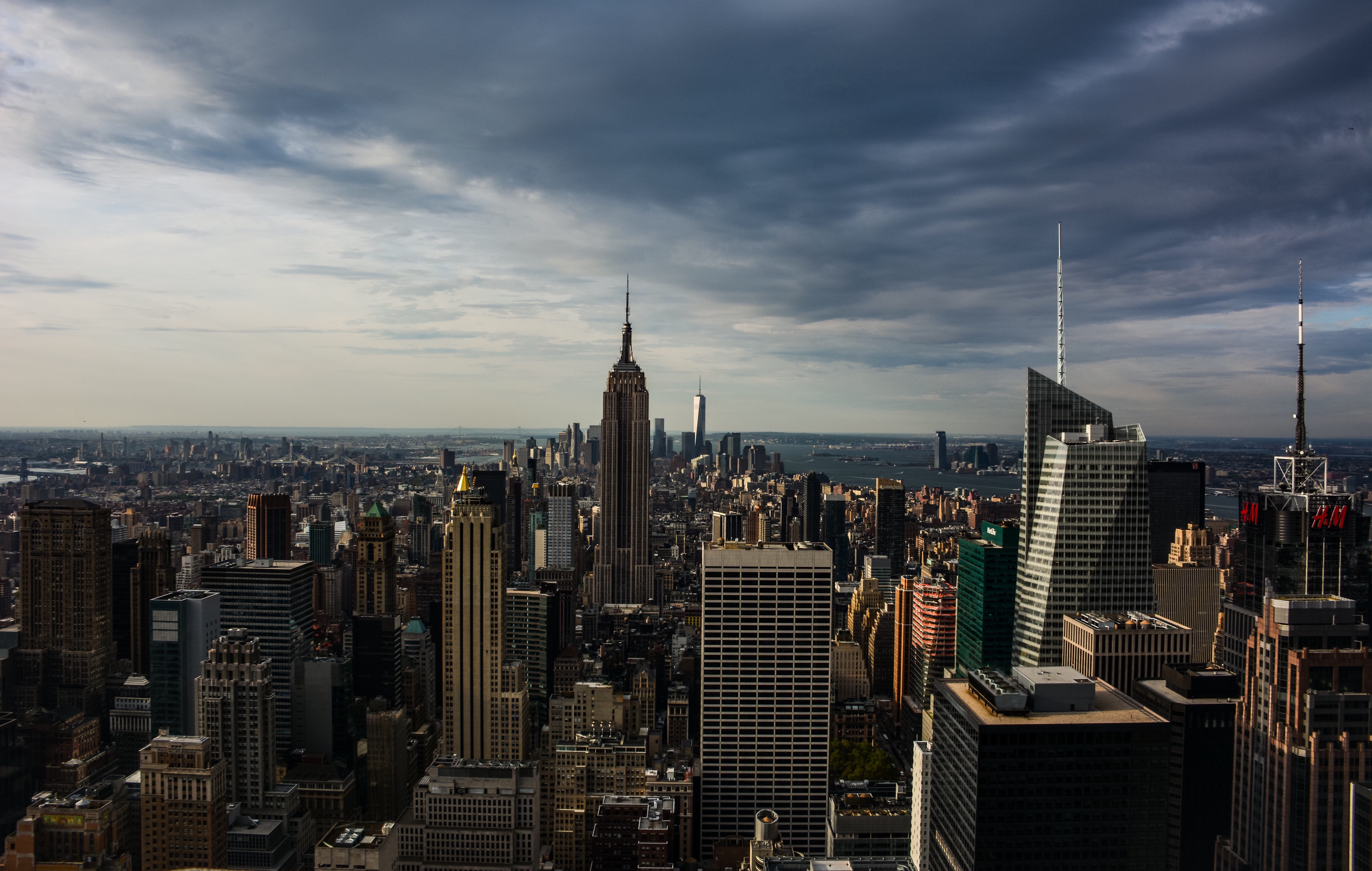 Laden Sie das Wolkenkratzer, Gebäude, Manhattan, Städte, Blick Von Oben, Architektur, Usa, New York-Bild kostenlos auf Ihren PC-Desktop herunter