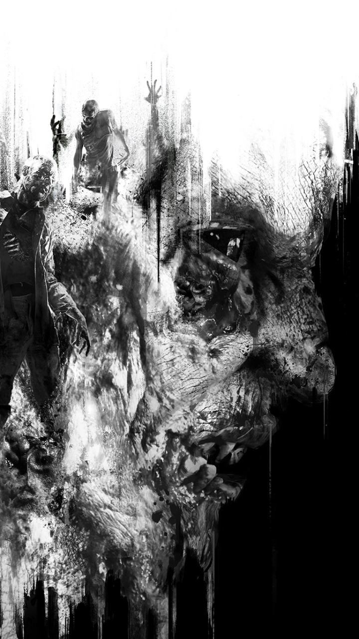 Download mobile wallpaper Creature, Monster, Video Game, Horror, Black & White, Zombie, Dying Light for free.