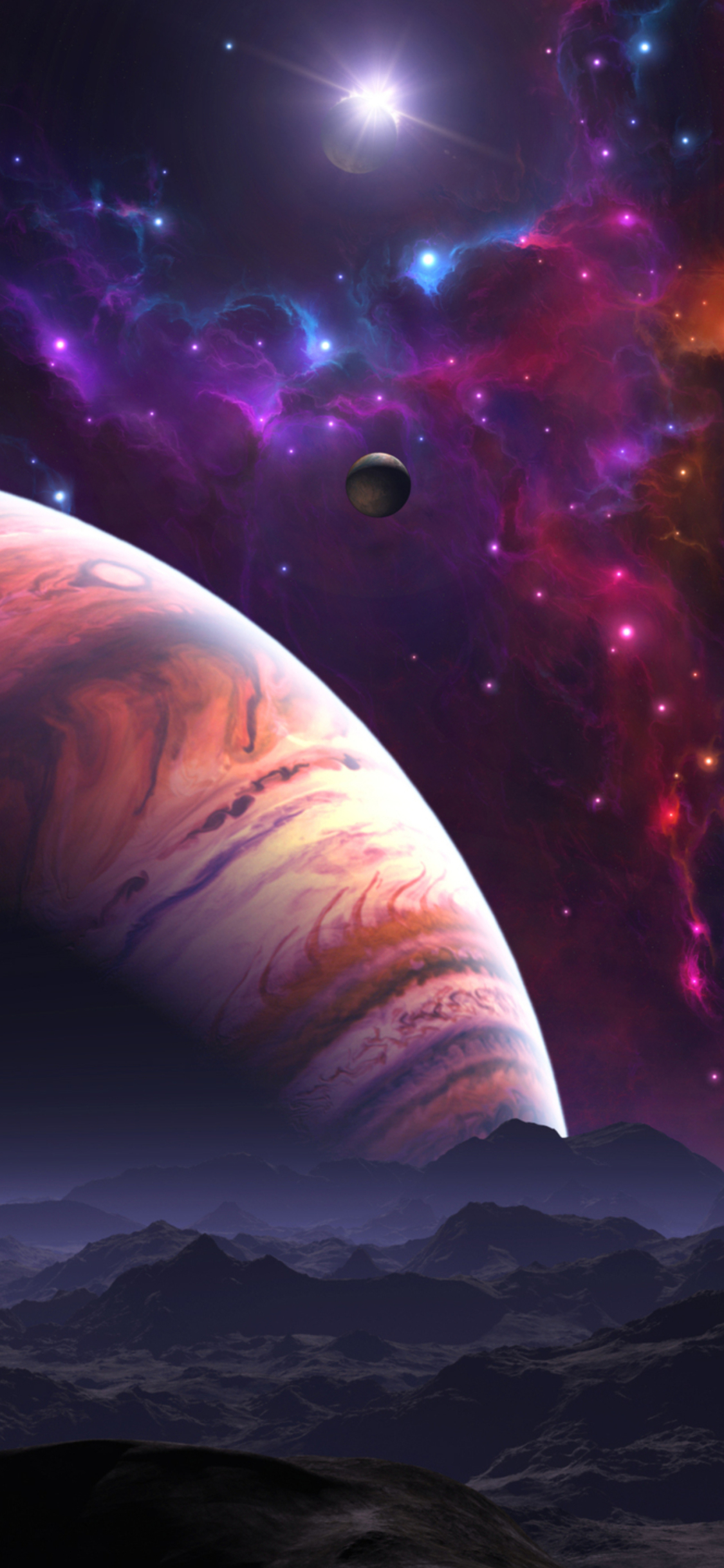 Handy-Wallpaper Sterne, Platz, Planet, Science Fiction, Weltraum, Planetenaufgang kostenlos herunterladen.