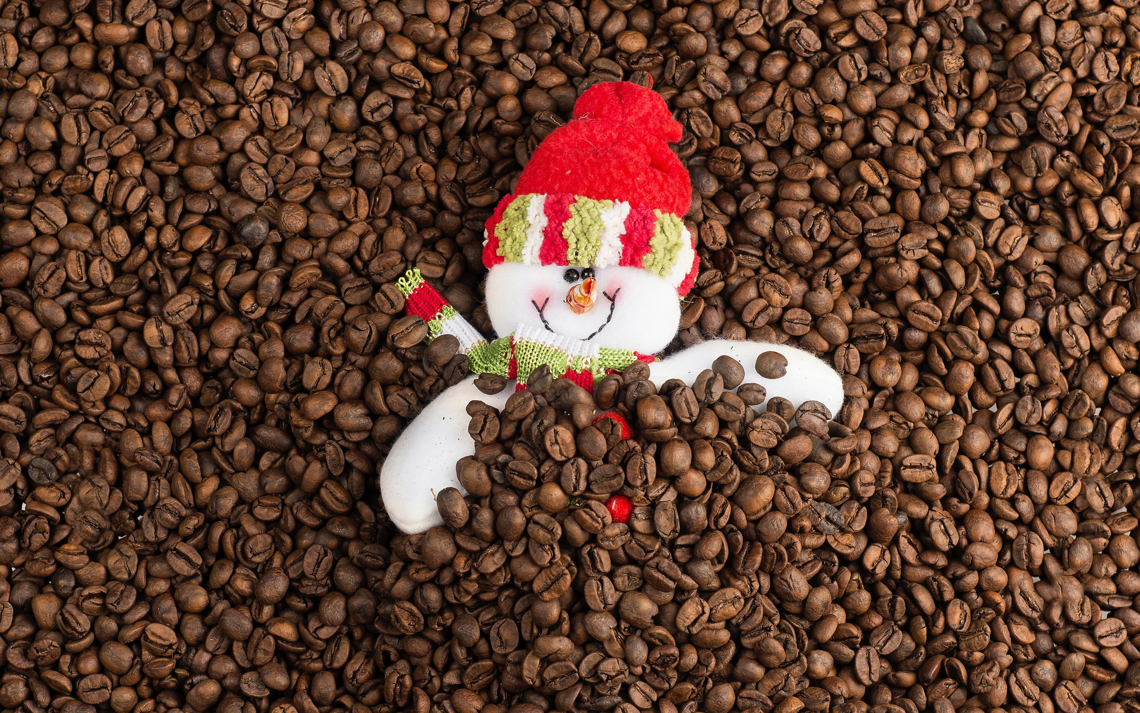Download mobile wallpaper Snowman, Christmas, Holiday, Coffee Beans for free.