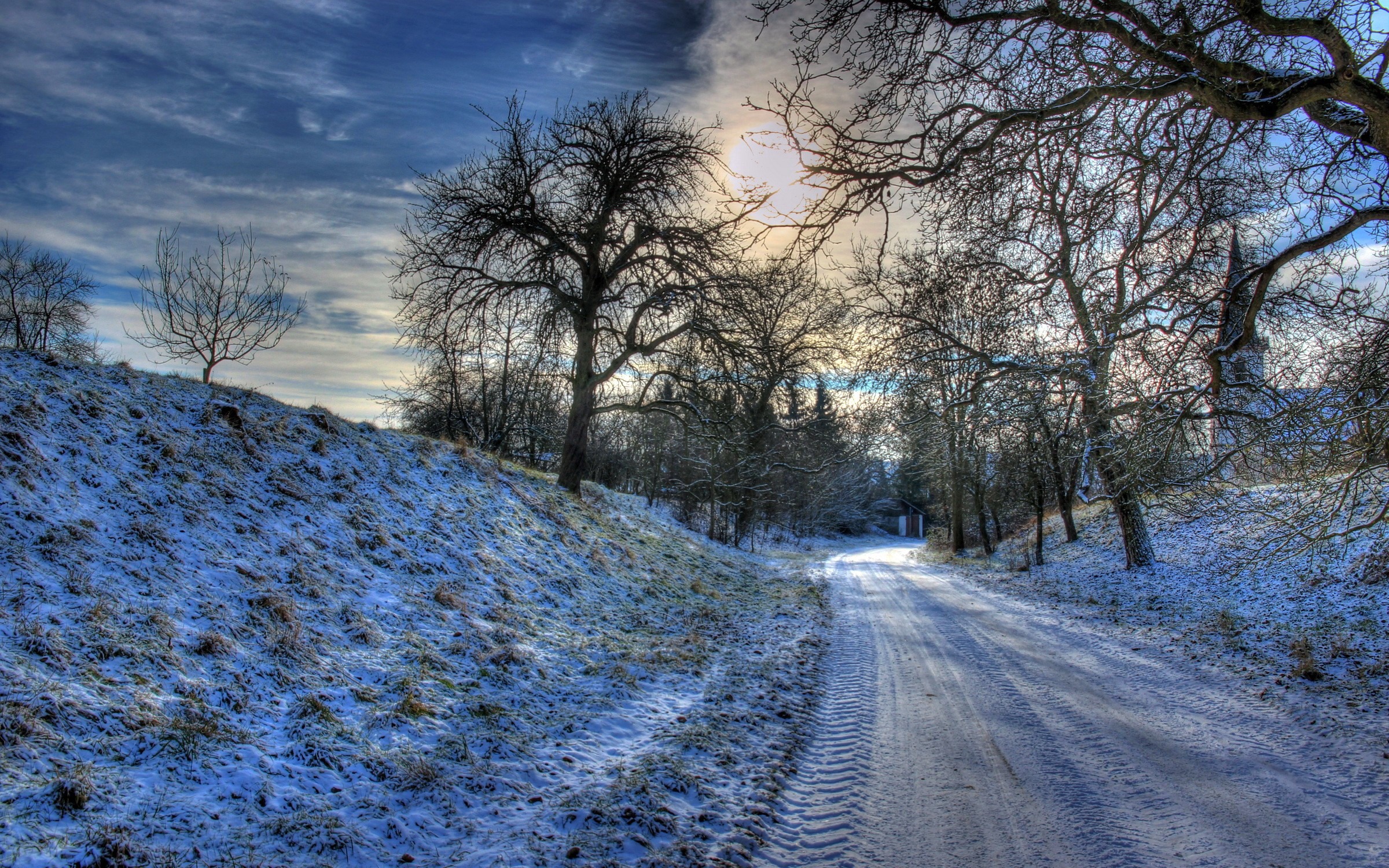 Download mobile wallpaper Winter, Snow, Road, Tree, Earth for free.