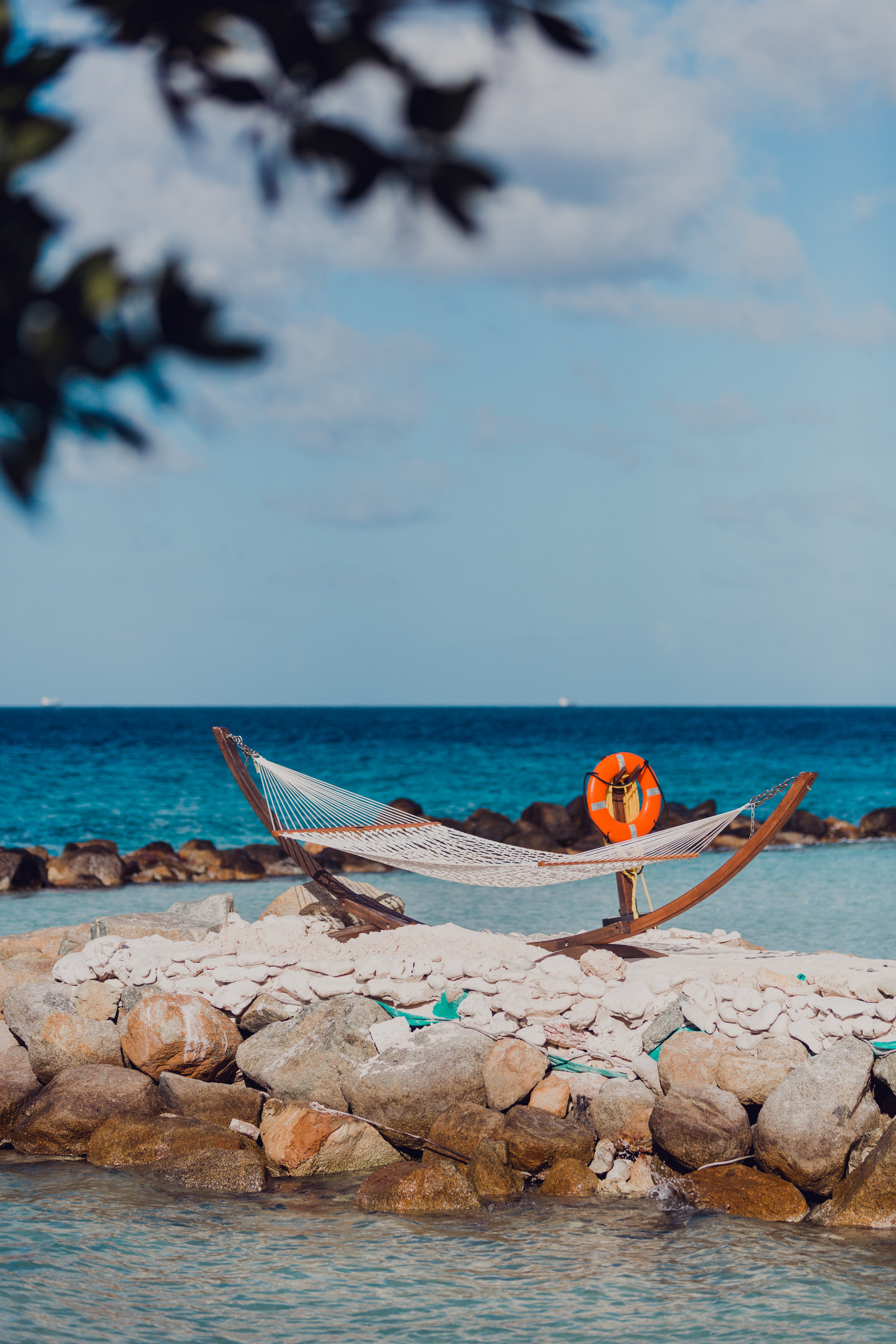 nature, rest, stones, sea, beach, summer, relaxation, hammock