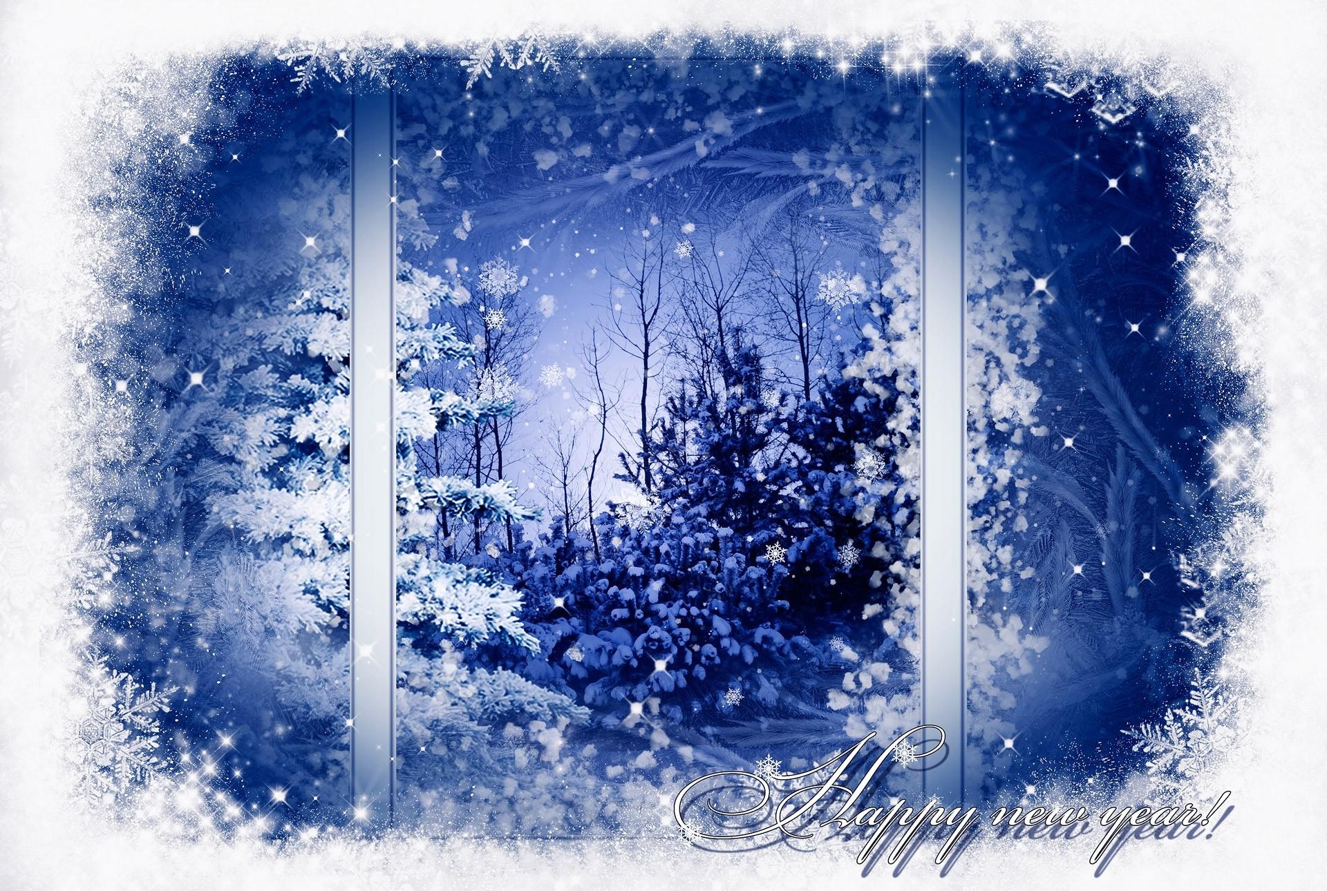 Download mobile wallpaper Snow, Window, Holidays, Trees, Landscape, Inscription for free.