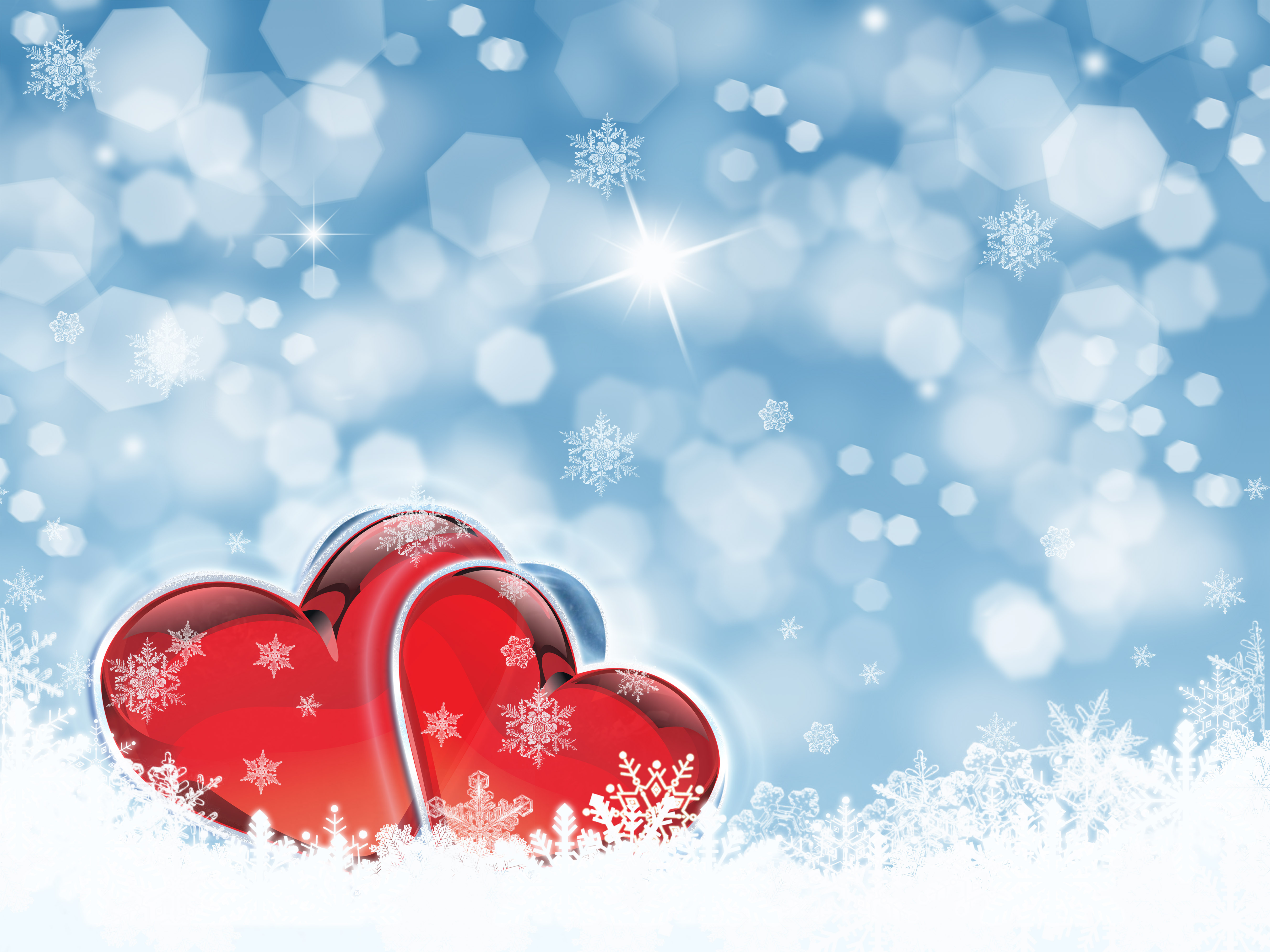 Download mobile wallpaper Snow, Heart, Artistic, Snowflake for free.