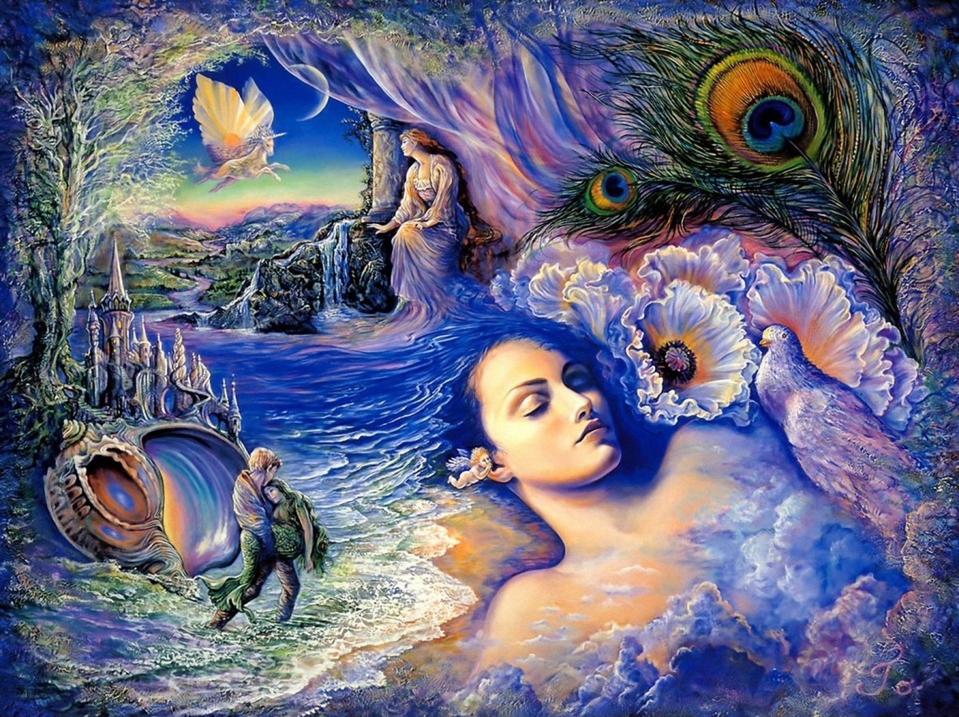 Laden Sie das Fantasie, Schlafen, Meerjungfrau, Künstlerisch-Bild kostenlos auf Ihren PC-Desktop herunter