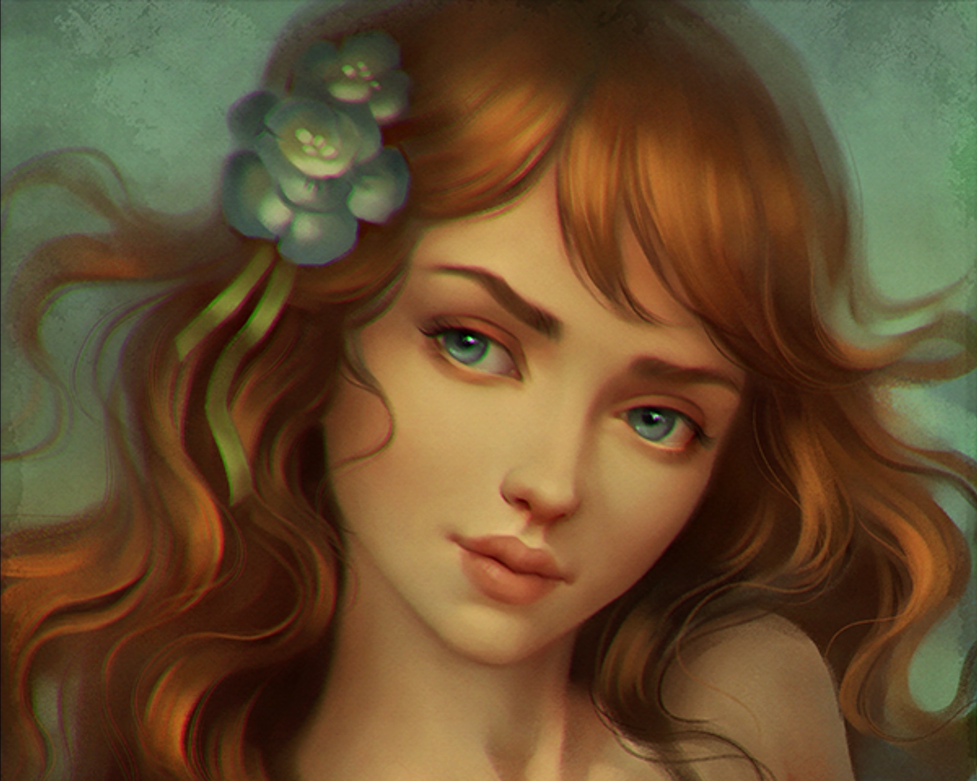 Free download wallpaper Fantasy, Flower, Redhead, Women on your PC desktop