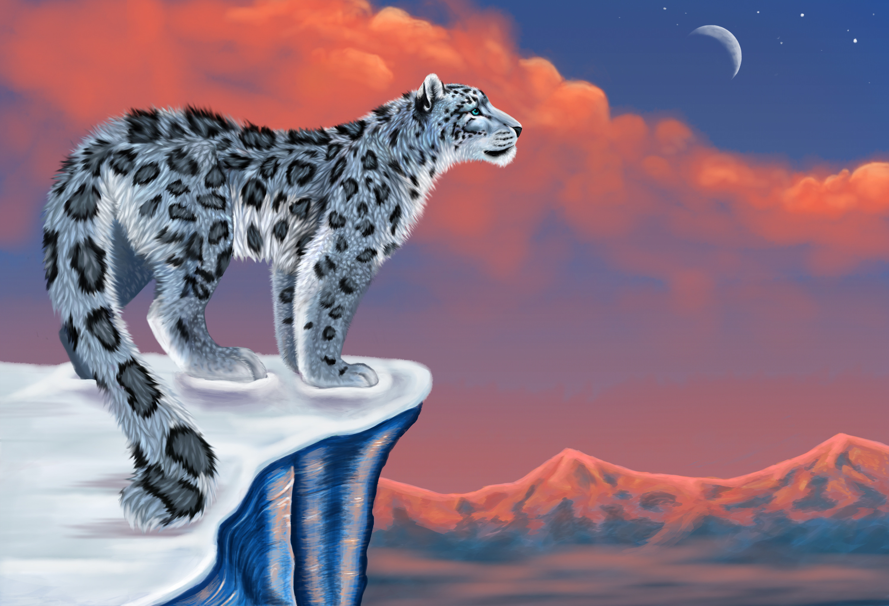 Download mobile wallpaper Snow Leopard, Animal, Artistic for free.