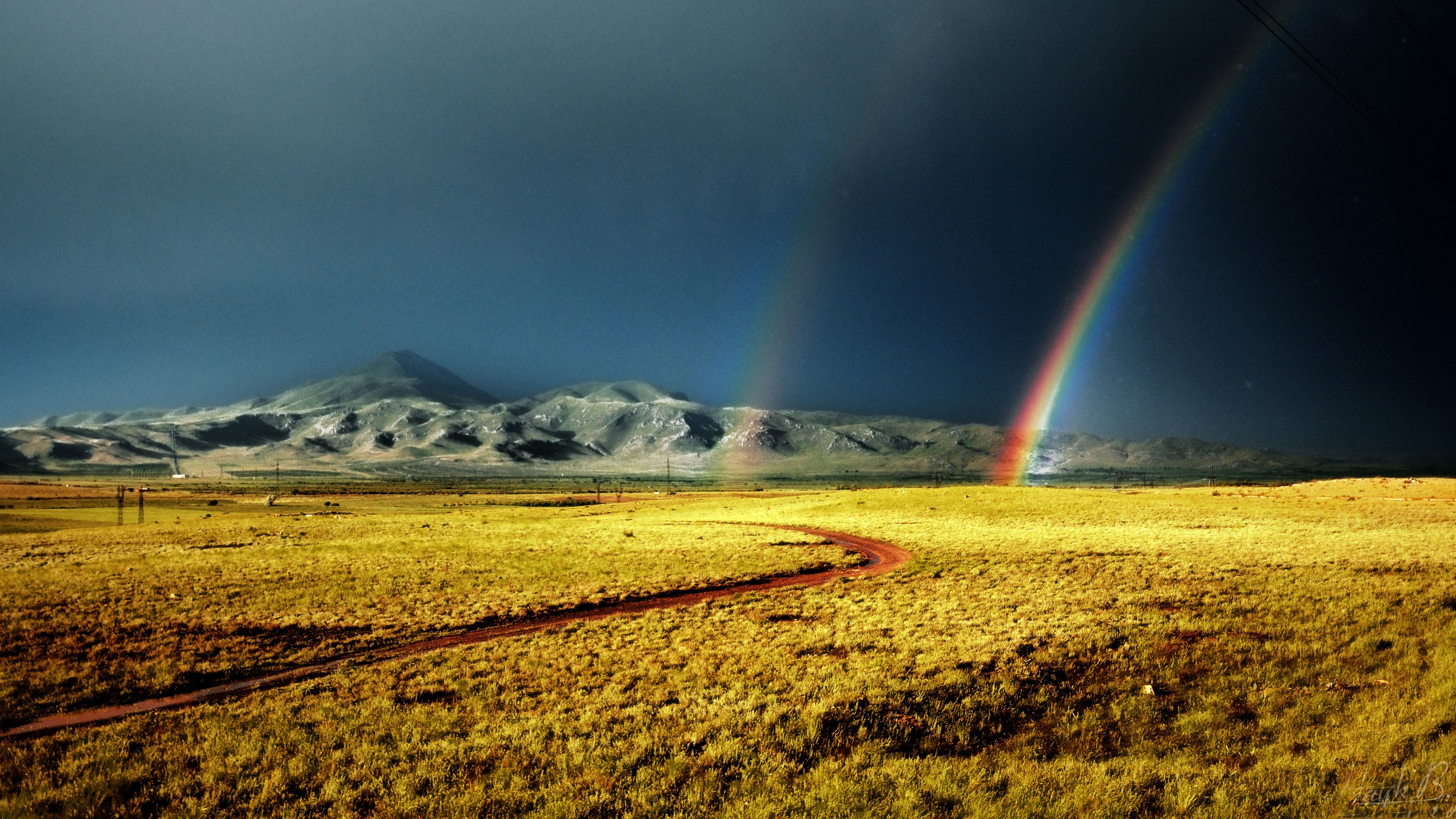 Download mobile wallpaper Landscape, Rainbow, Earth for free.