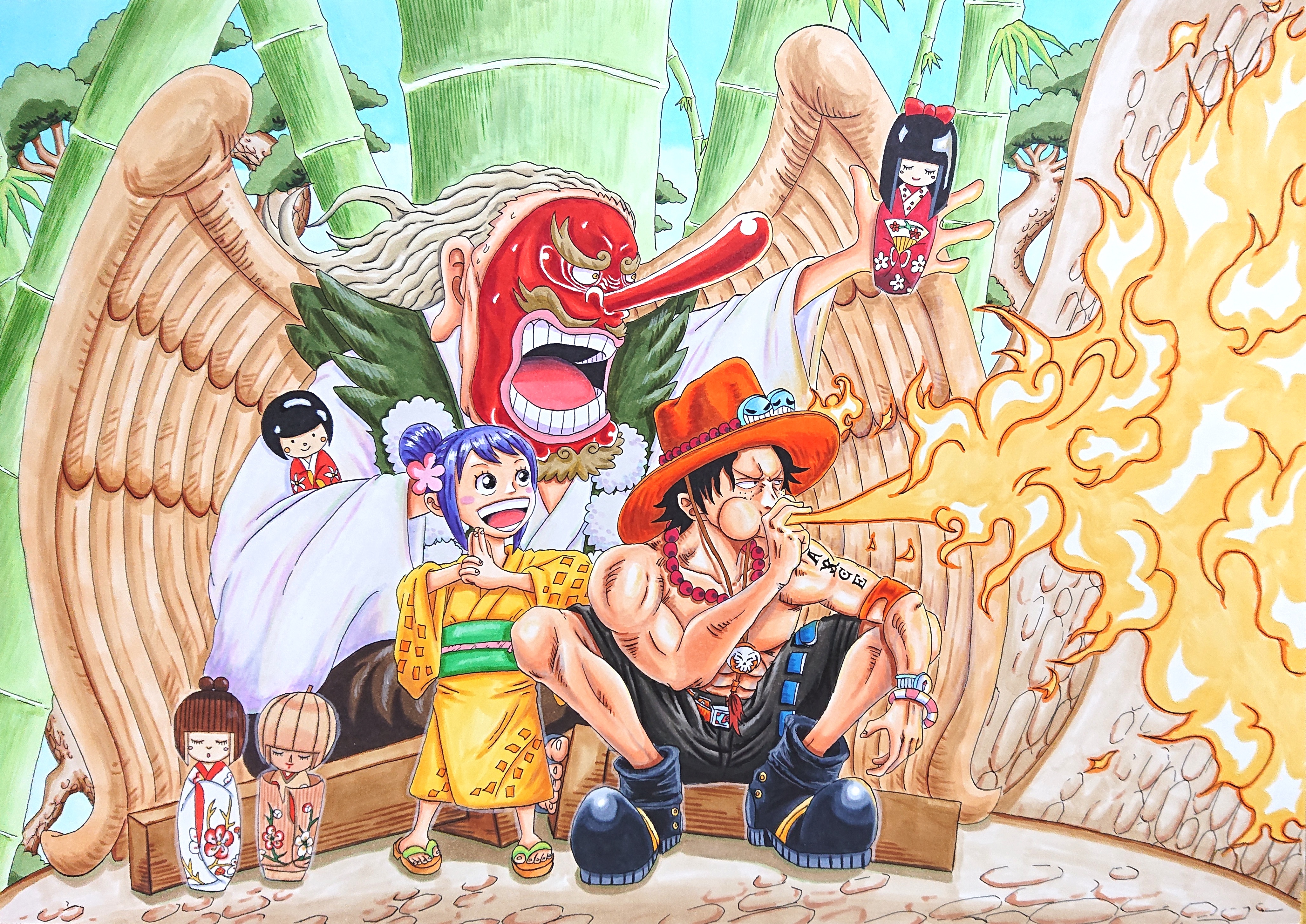 Téléchargez des papiers peints mobile Animé, Portgas D Ace, One Piece, O Tama (One Piece), Tenguyama Hitetsu gratuitement.