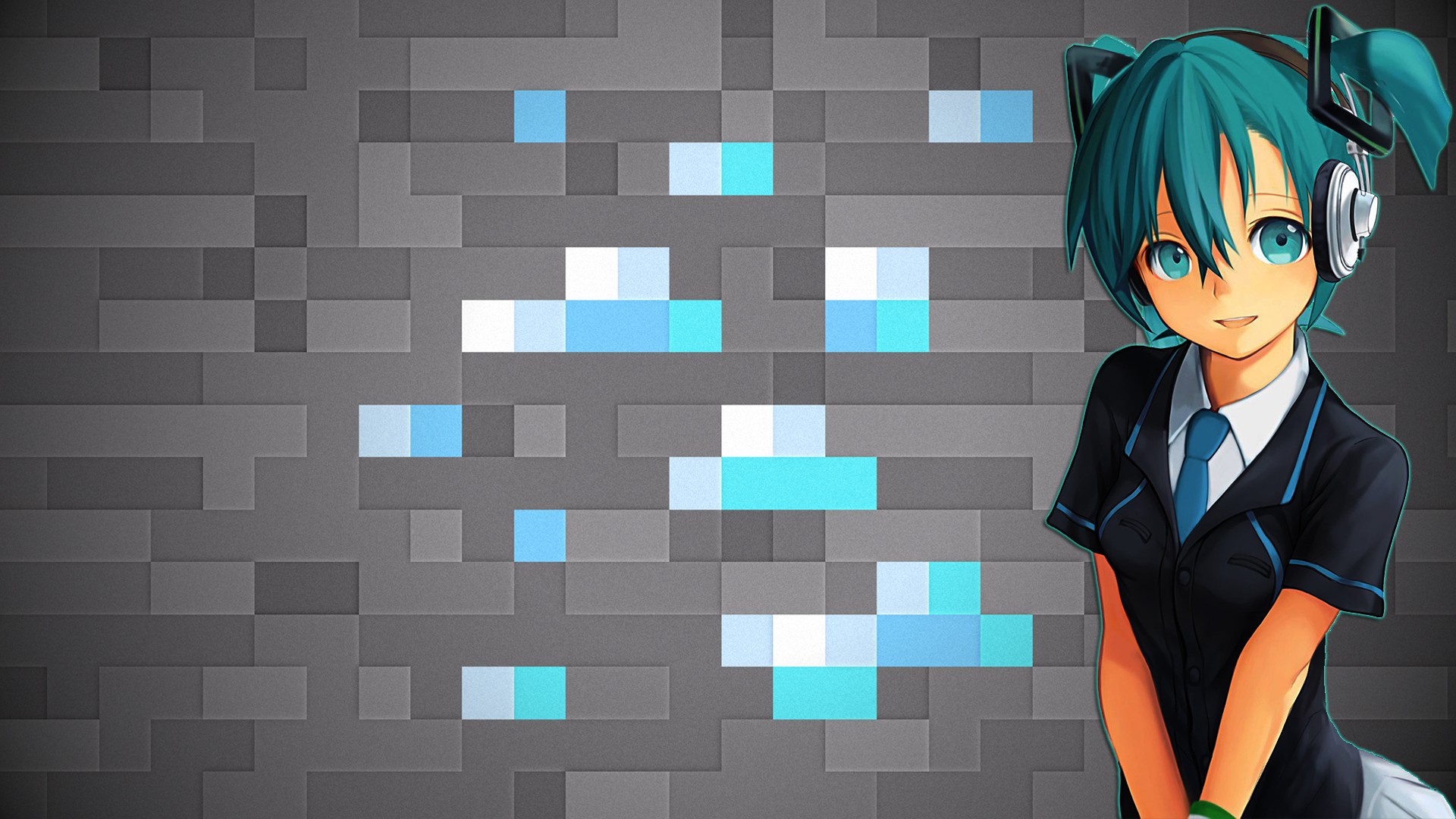 Download mobile wallpaper Anime, Minecraft, Vocaloid, Hatsune Miku for free.
