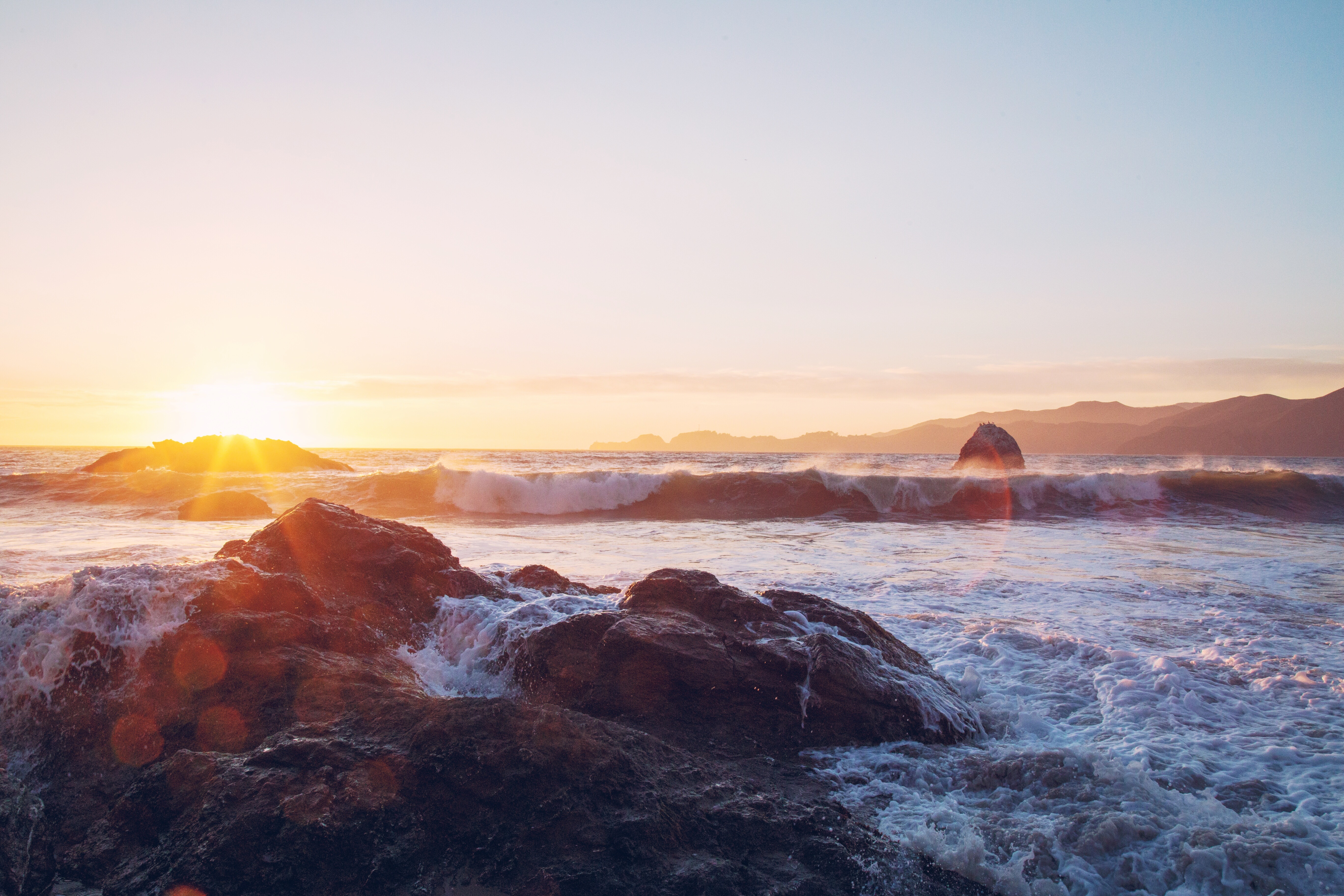 Handy-Wallpaper Natur, Horizont, Ozean, Sonnenaufgang, Erde/natur kostenlos herunterladen.