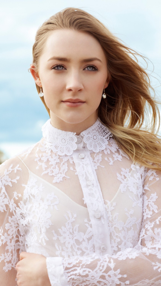 Download mobile wallpaper Blonde, Blue Eyes, Celebrity, Actress, Depth Of Field, Saoirse Ronan for free.