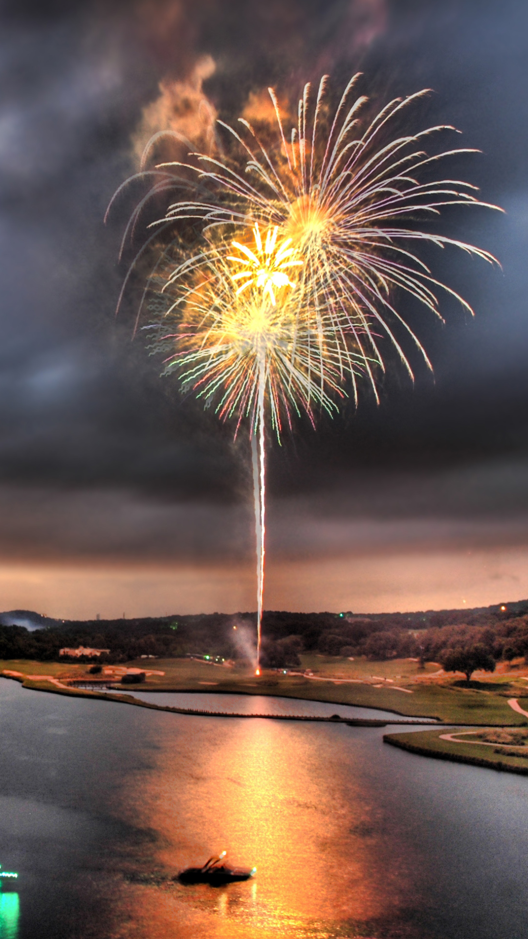 Téléchargez des papiers peints mobile Feu D'artifice, Photographie, Rivière gratuitement.