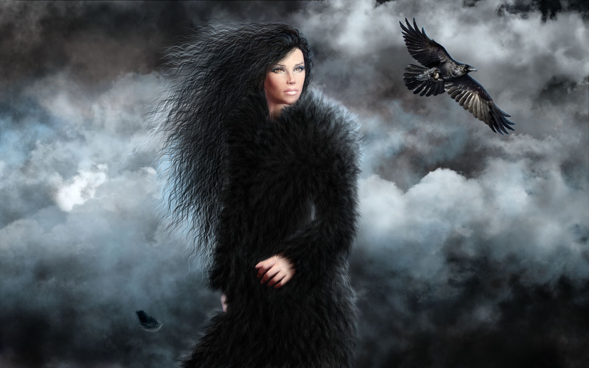 Download mobile wallpaper Fantasy, Dark, Raven for free.