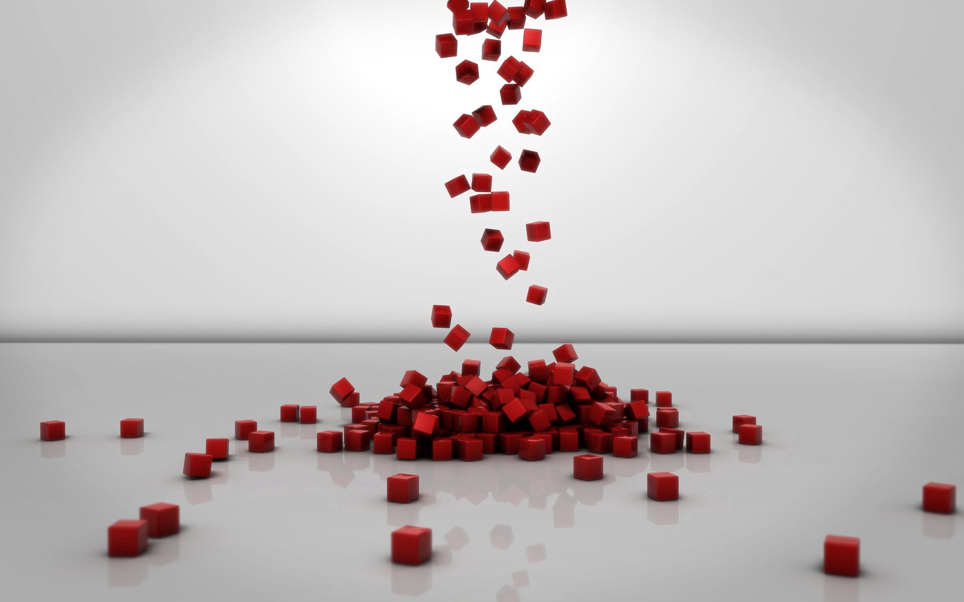 3d, red, form, cubes, lots of, multitude 1080p
