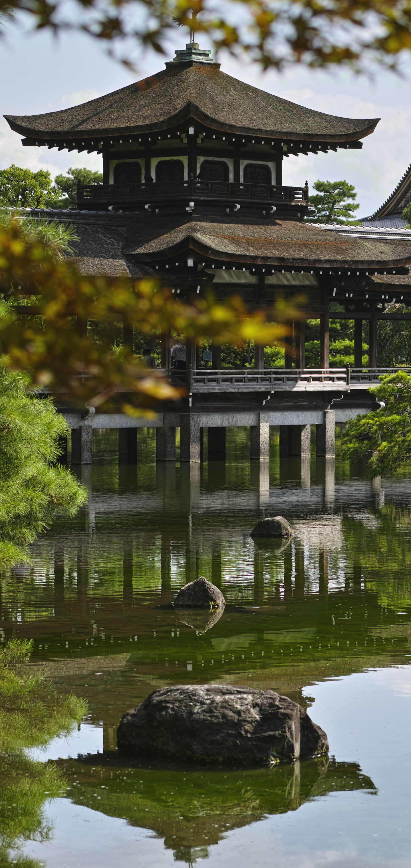 Download mobile wallpaper Cities, Pagoda, Japan, Pond, Kyoto, Man Made for free.