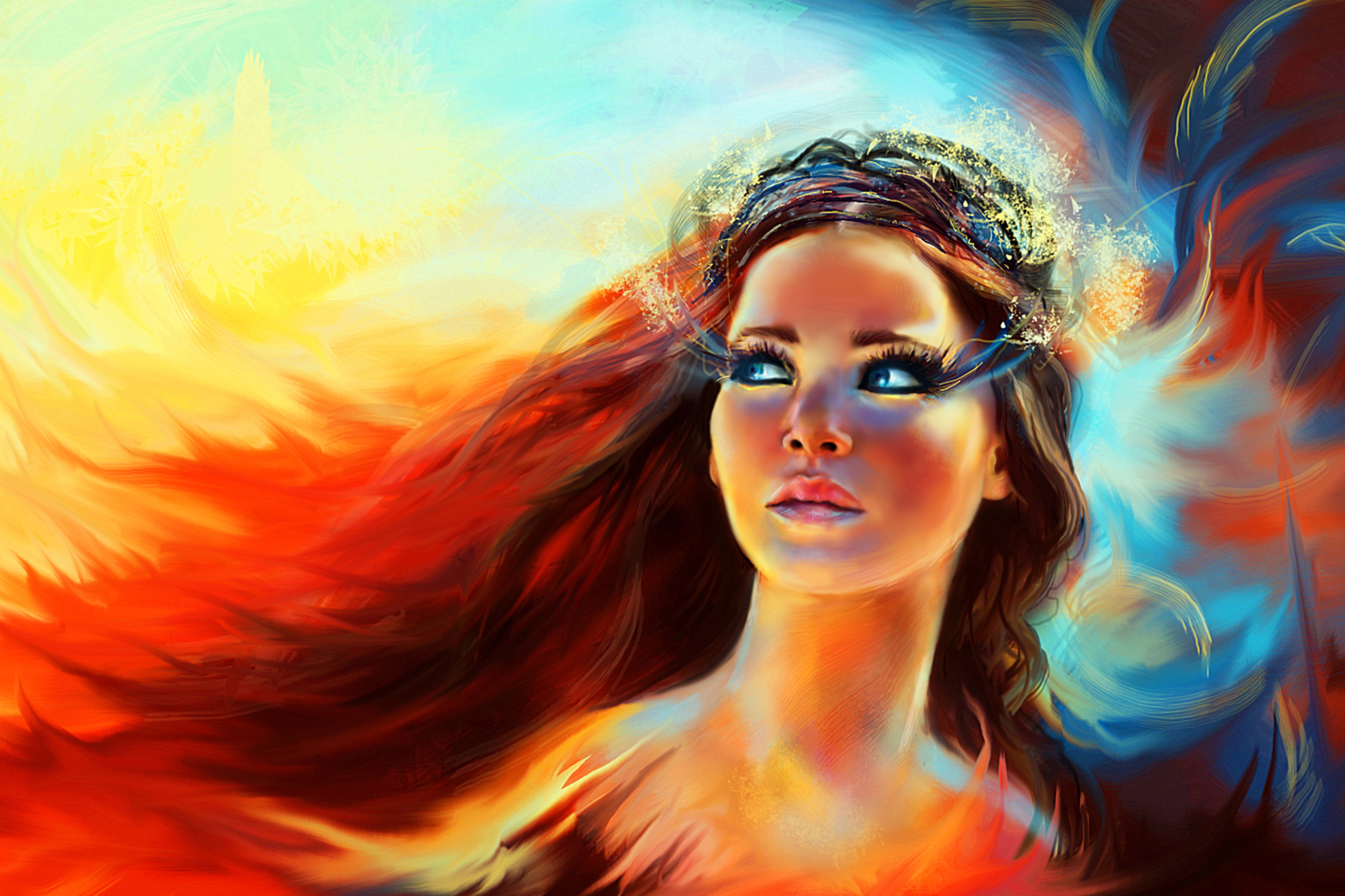 Download mobile wallpaper Fantasy, Colorful, Women for free.
