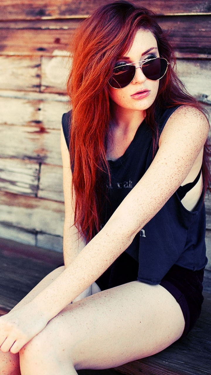 Download mobile wallpaper Redhead, Sunglasses, Women, Freckles, Danielle Perry for free.