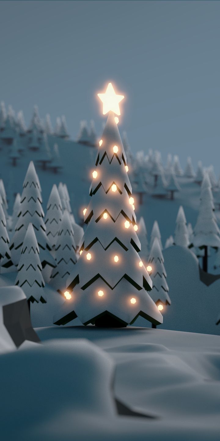 Download mobile wallpaper Winter, Snow, Christmas Tree, Artistic for free.