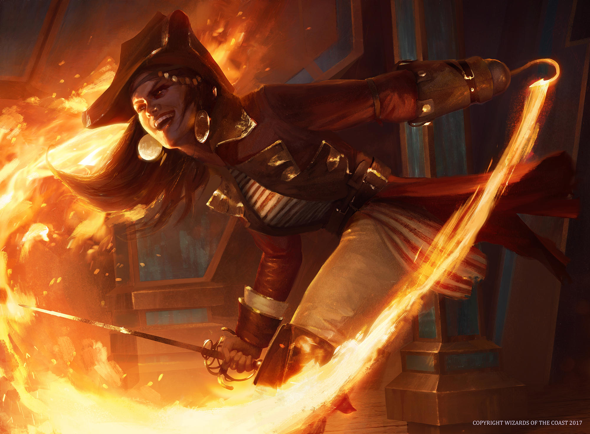 Free download wallpaper Magic, Fire, Game, Sword, Pirate, Magic: The Gathering, Woman Warrior on your PC desktop