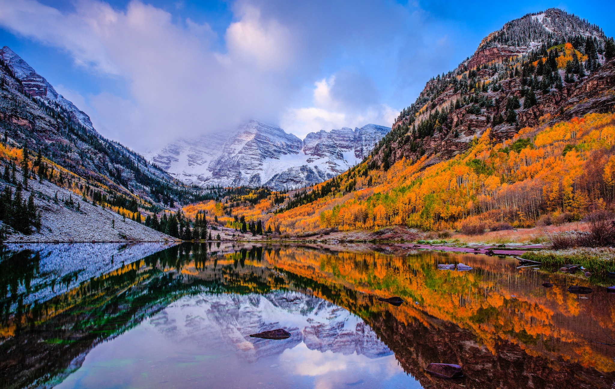 Free download wallpaper Nature, Mountain, Lake, Reflection, Forest, Fall, Earth on your PC desktop