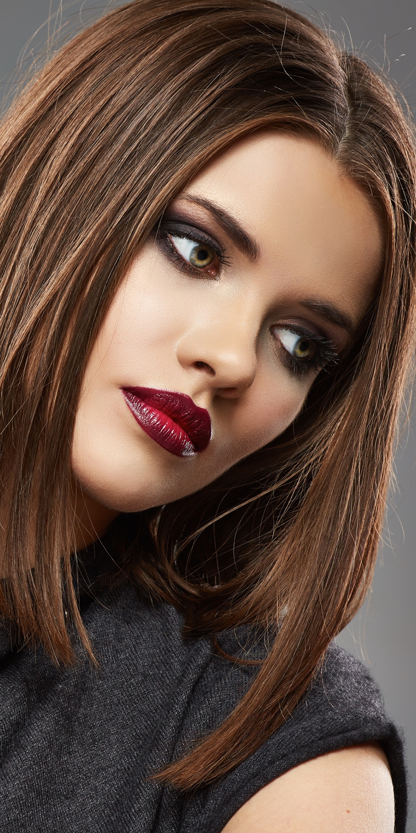 Download mobile wallpaper Face, Brunette, Model, Women, Lipstick for free.