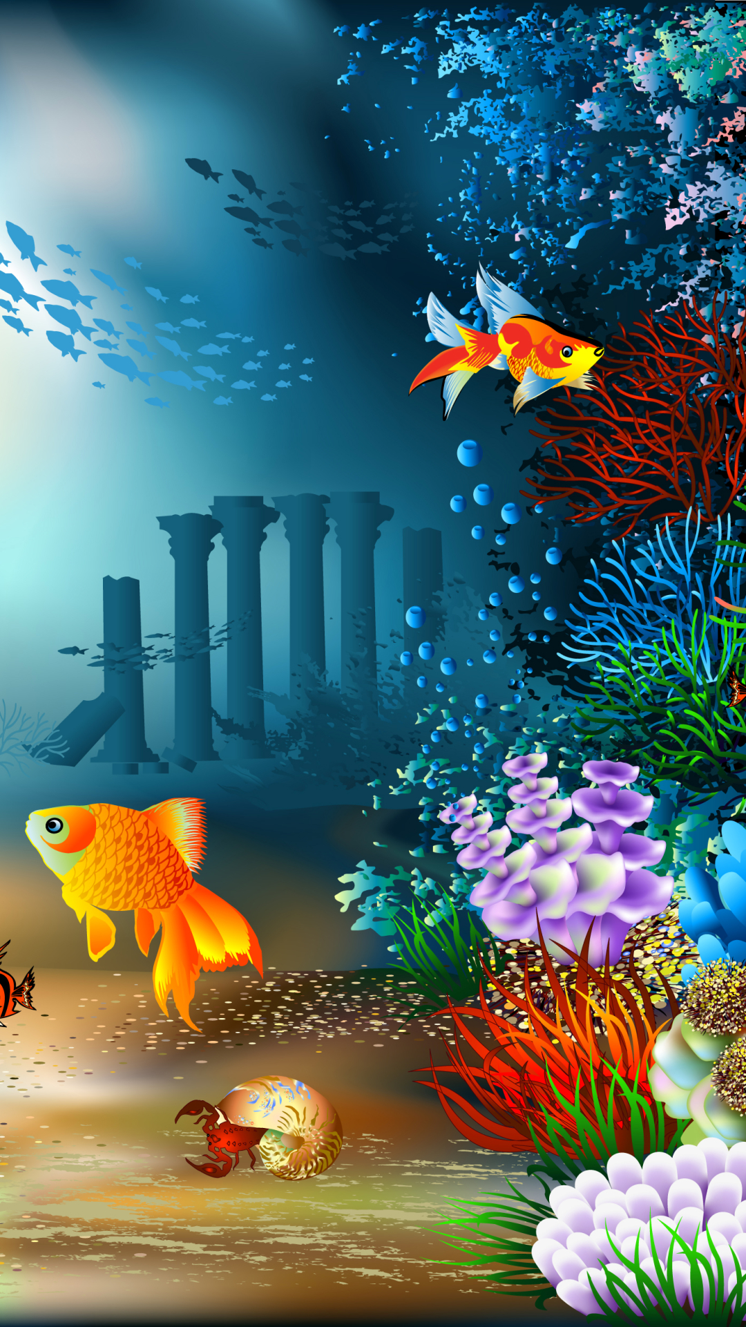 1276560 скачать обои рыбы, кораллы, художественные, подводный, рыба, красочный, коралловый - заставки и картинки бесплатно