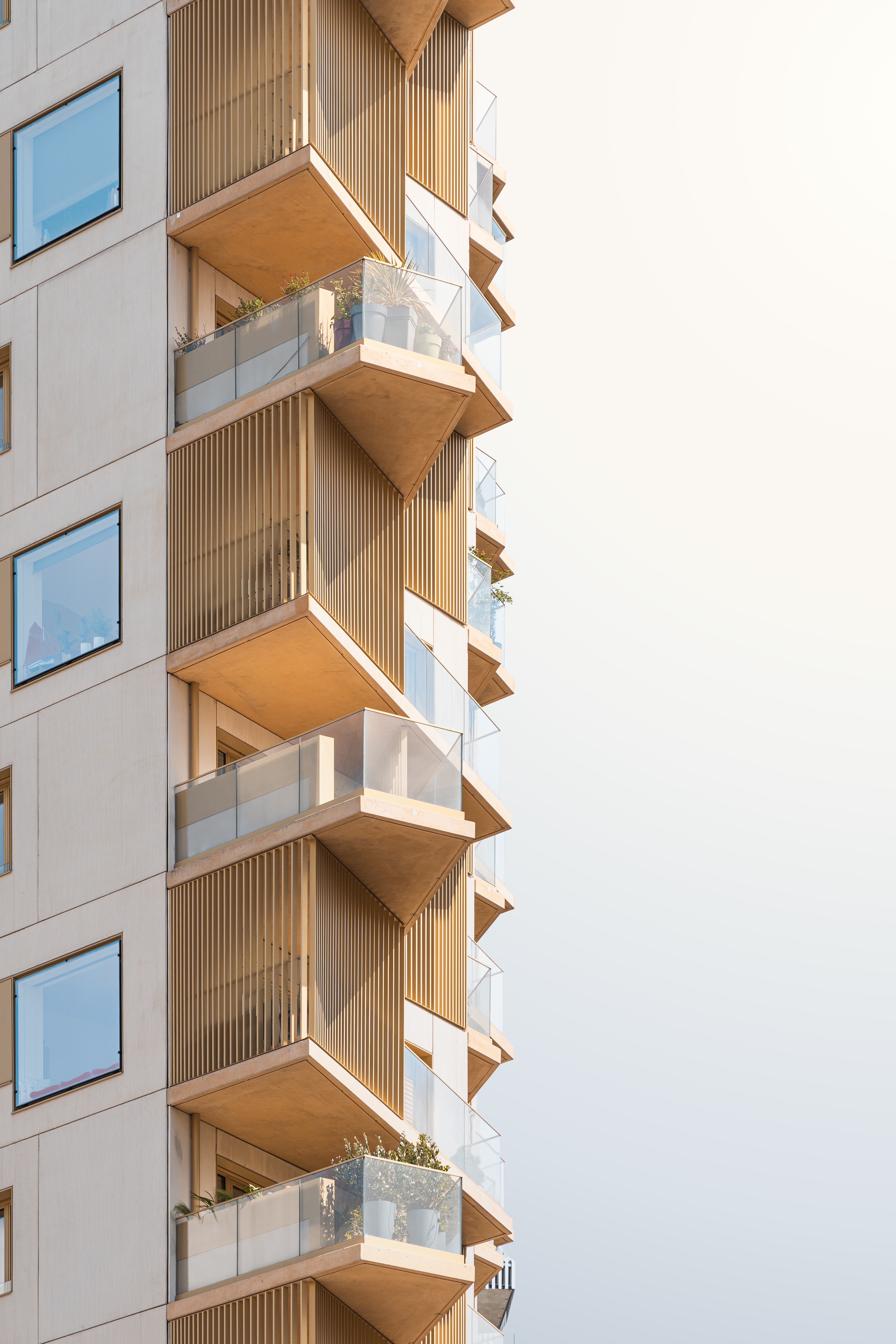windows, minimalism, facade, architecture, building, balconies HD wallpaper