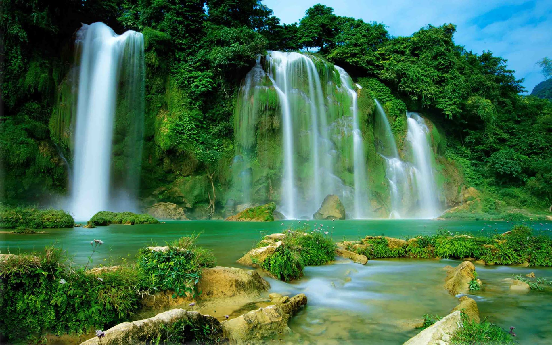 386013 скачать обои водопады, бан джок водопад детиан, земля/природа, вьетнам, водопад - заставки и картинки бесплатно