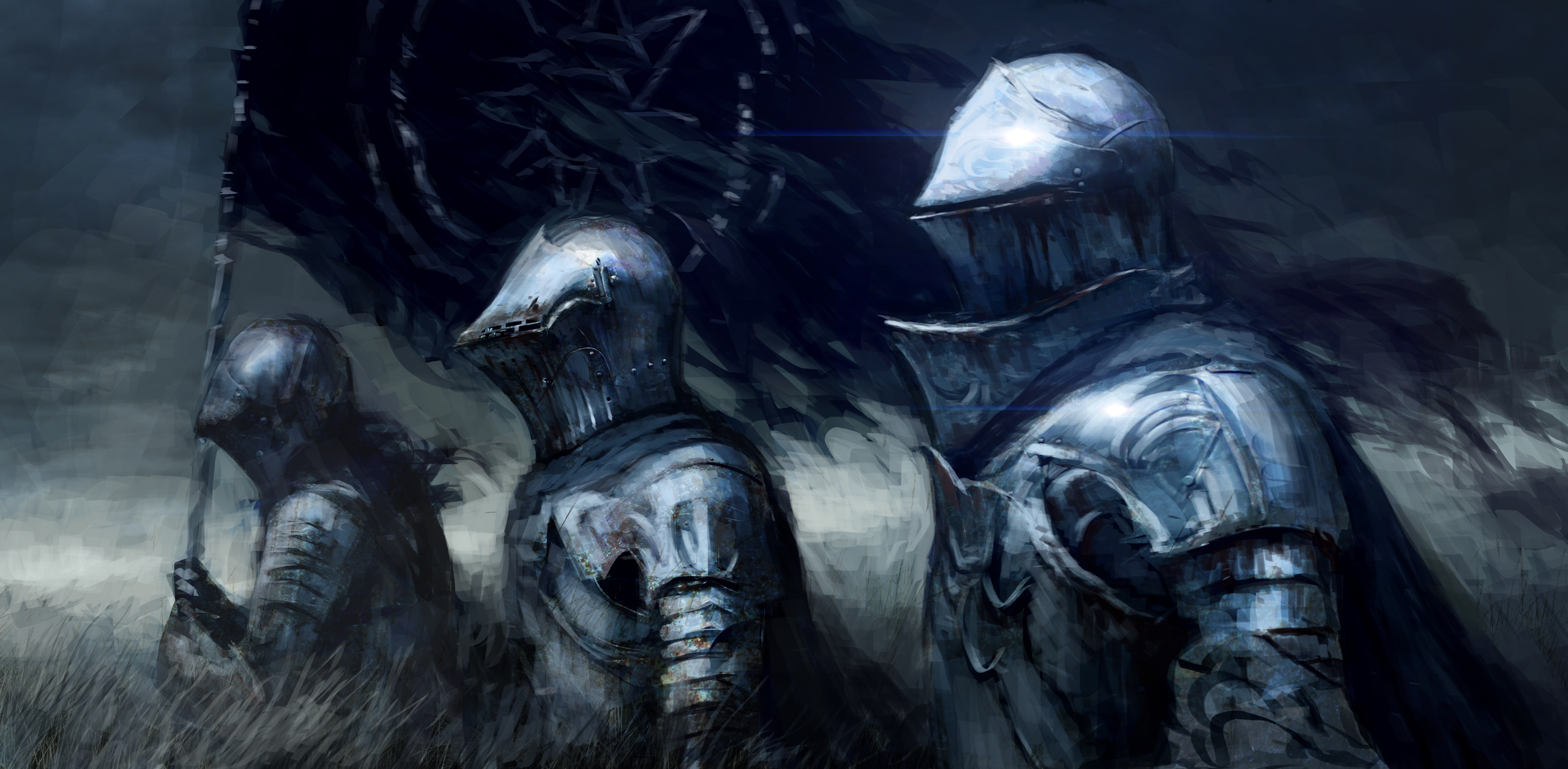 Free download wallpaper Fantasy, Warrior, Knight, Armor, Banner on your PC desktop