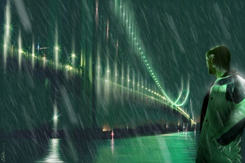 Скачать картинку Дождь, Мост, Видеоигры, Металлическая Шестеренка в телефон бесплатно.