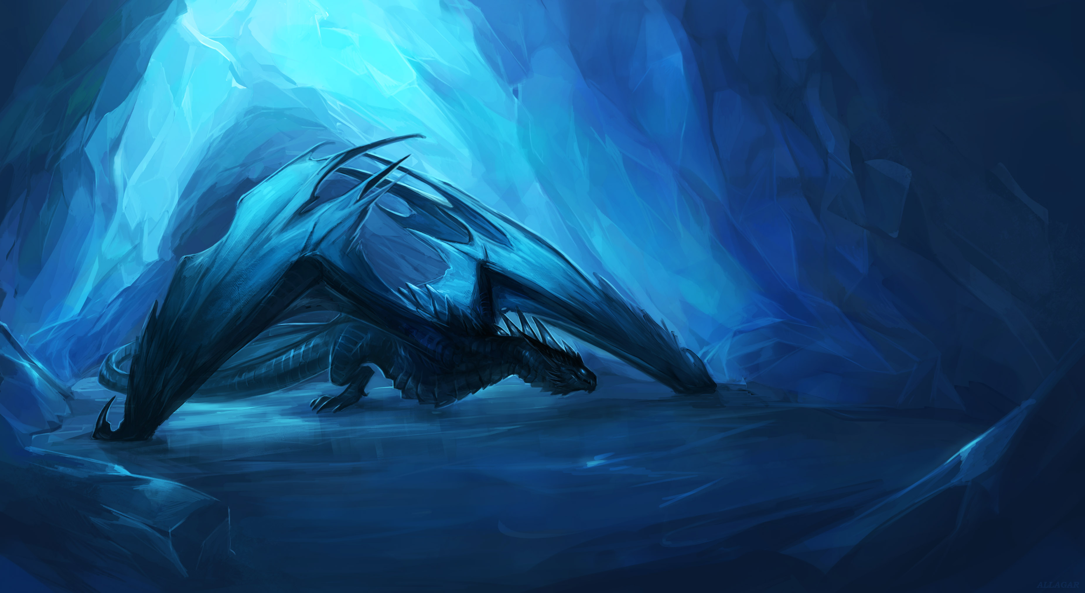 Download mobile wallpaper Fantasy, Dragon, Cave for free.