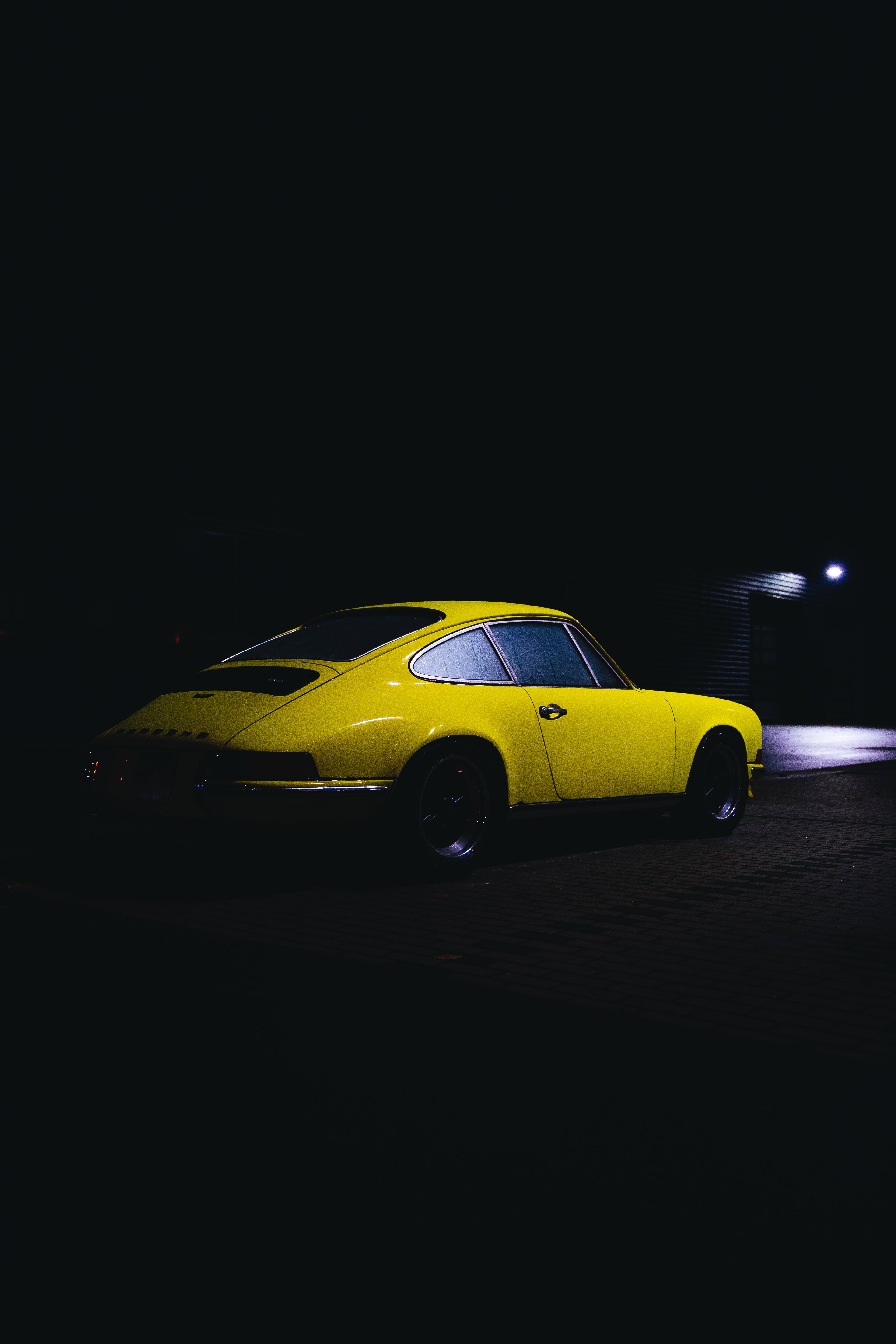 back view, cars, rear view, vintage, yellow, car, machine HD wallpaper
