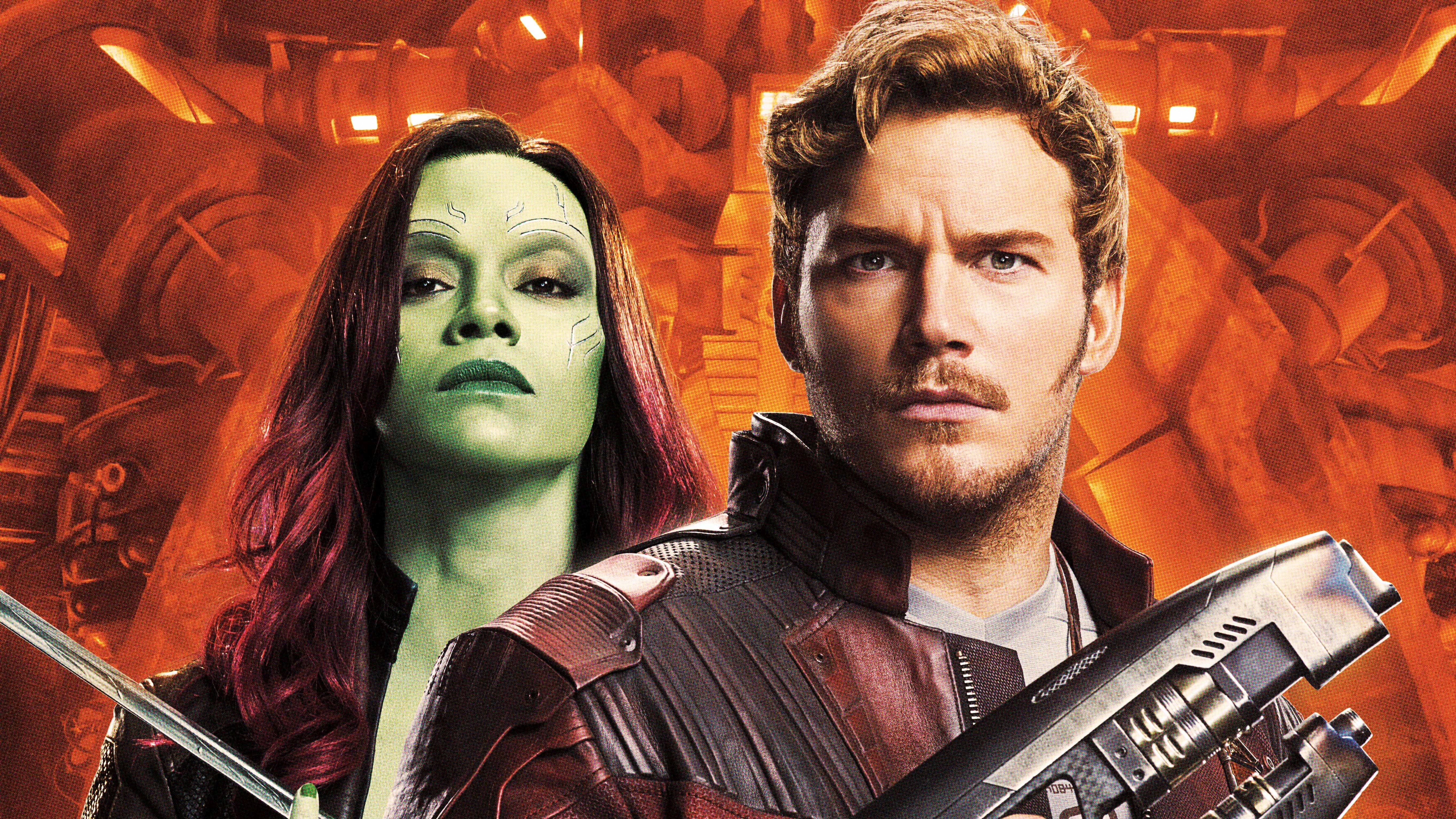 Download mobile wallpaper Movie, Zoe Saldana, Star Lord, Gamora, Chris Pratt, Guardians Of The Galaxy Vol 2 for free.