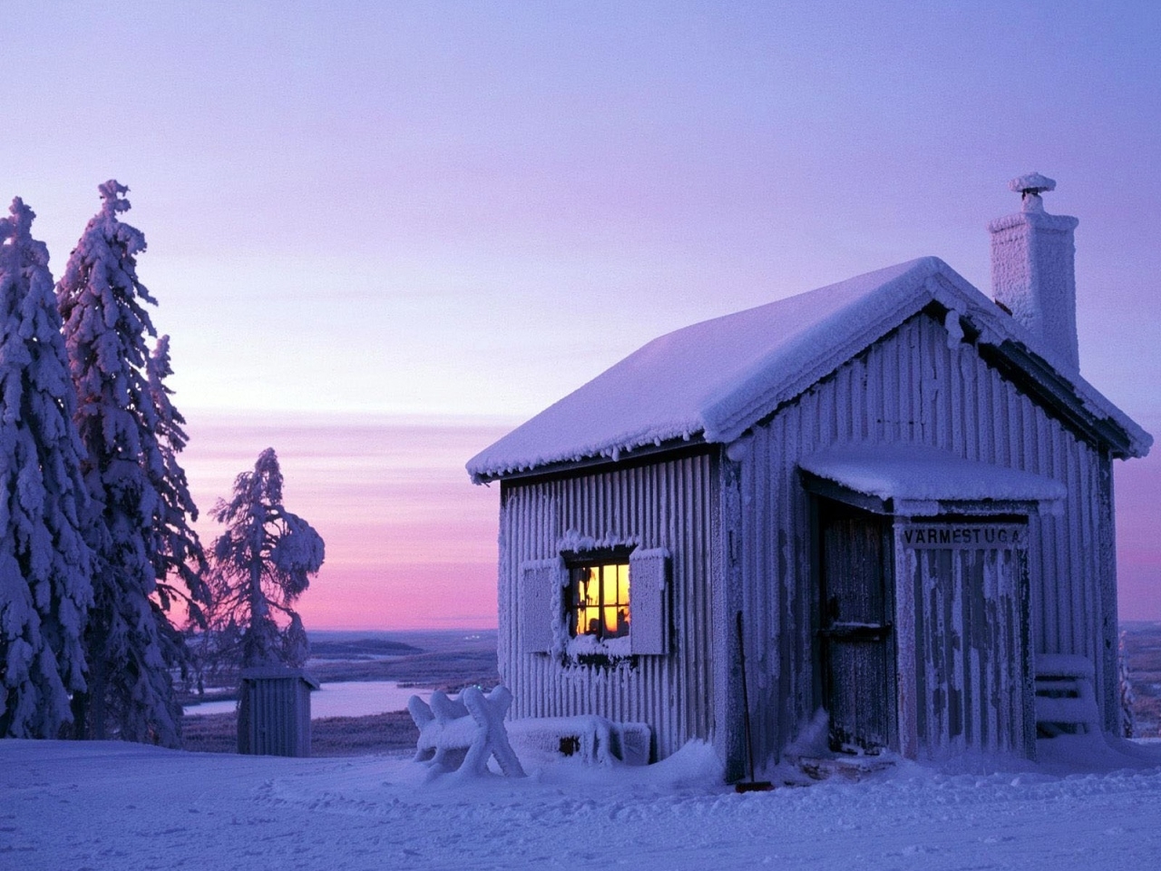 無料モバイル壁紙冬, 家, 風景をダウンロードします。
