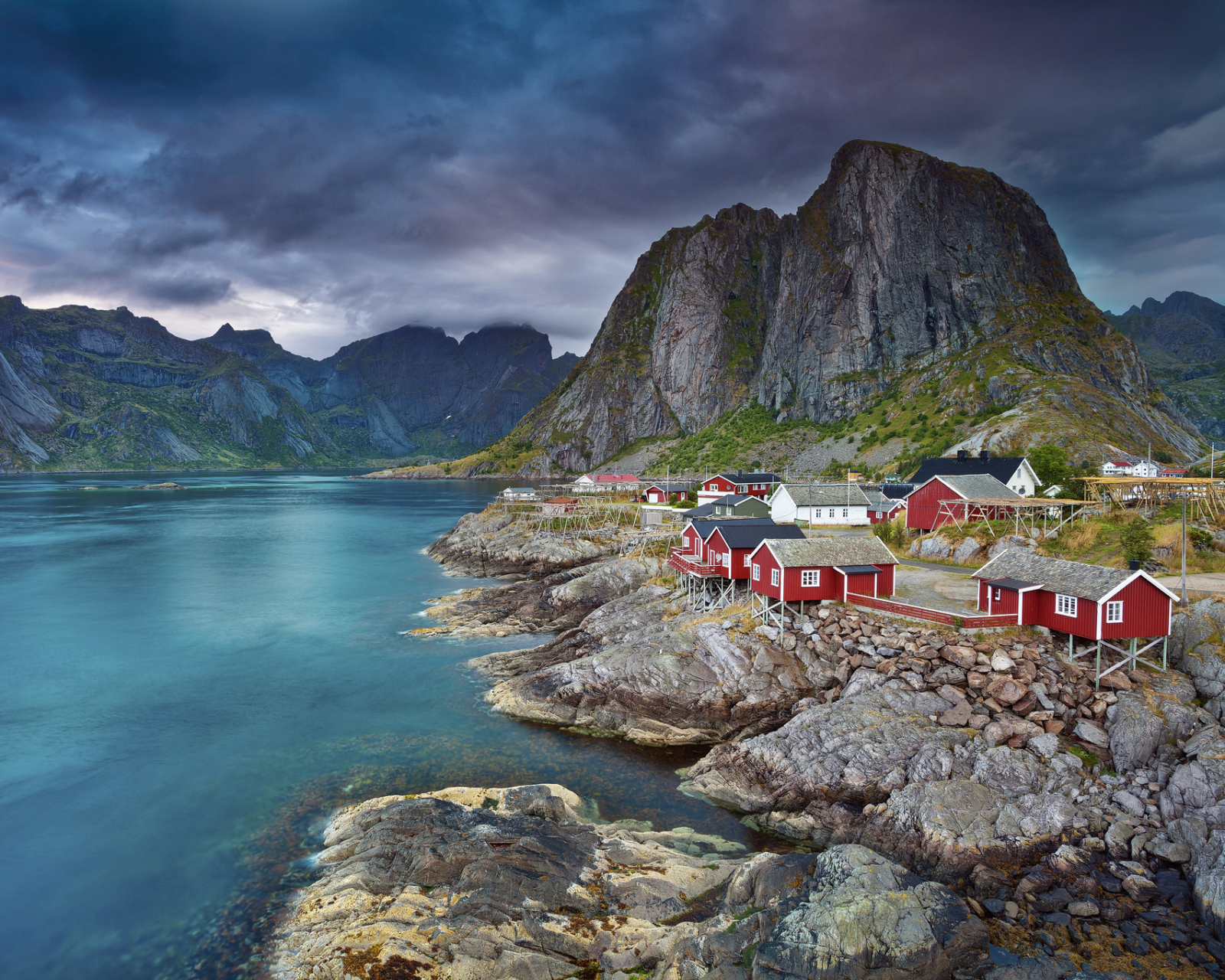 PCデスクトップに風景, 山, 村, ノルウェー, 写真撮影, ロフォーテン諸島画像を無料でダウンロード
